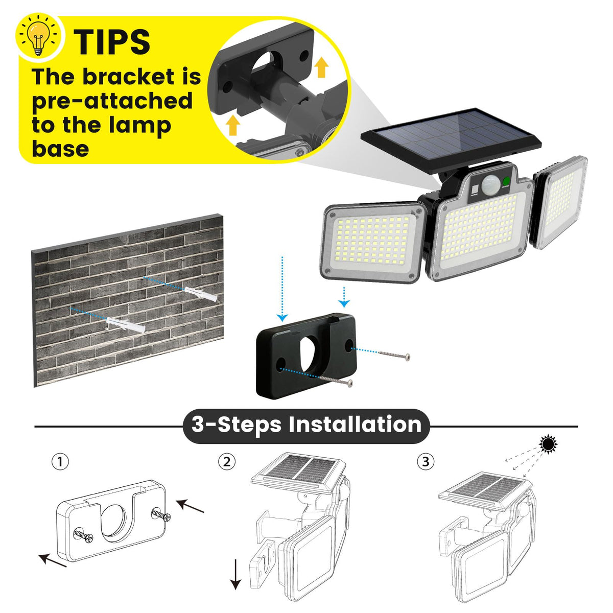 JumJam Solar Flood Lights, Security Lights Outdoor Motion Sensor for Garden
