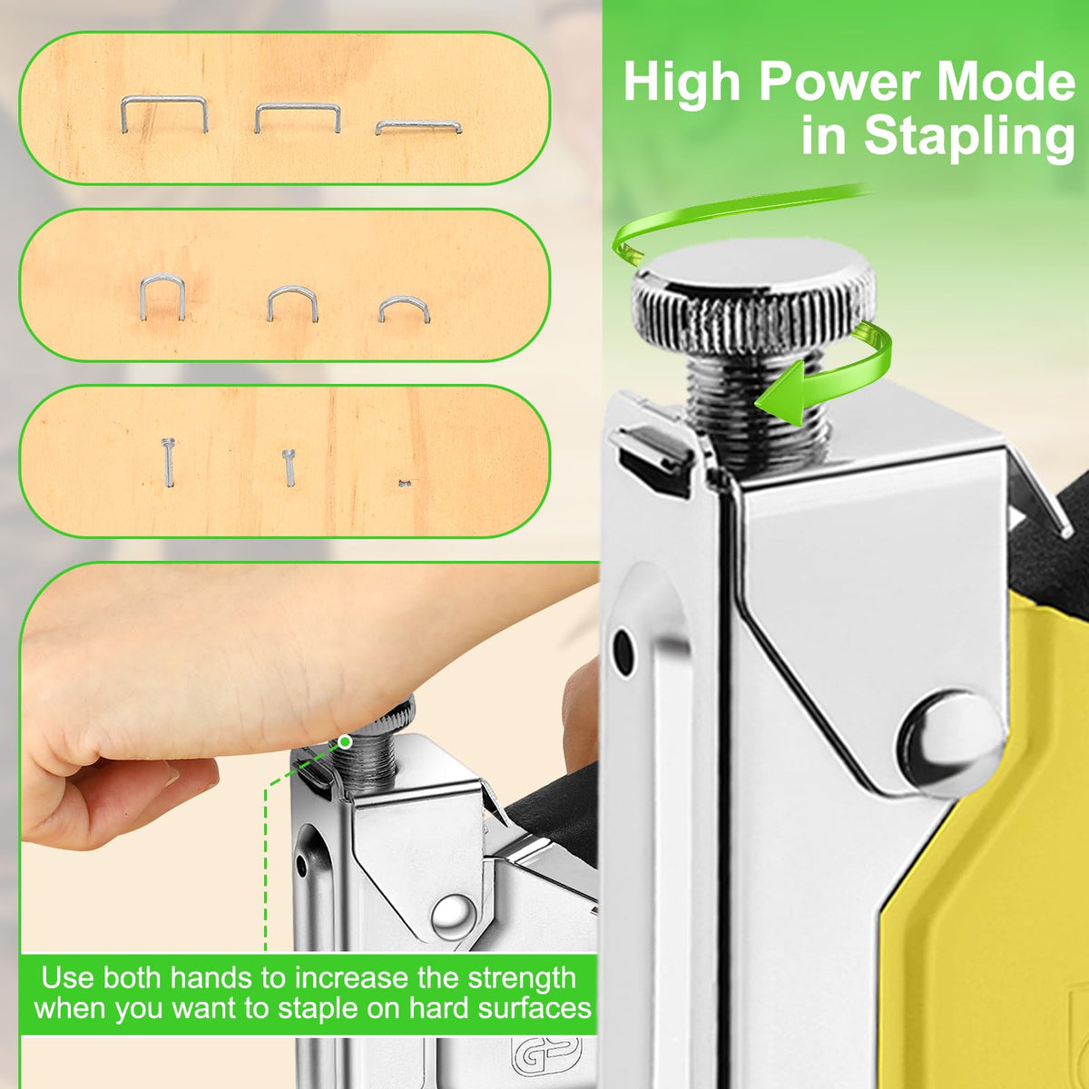 AECCN 3-in-1 Staple Gun for Wood & Furniture, and DIY Decoration, Silver