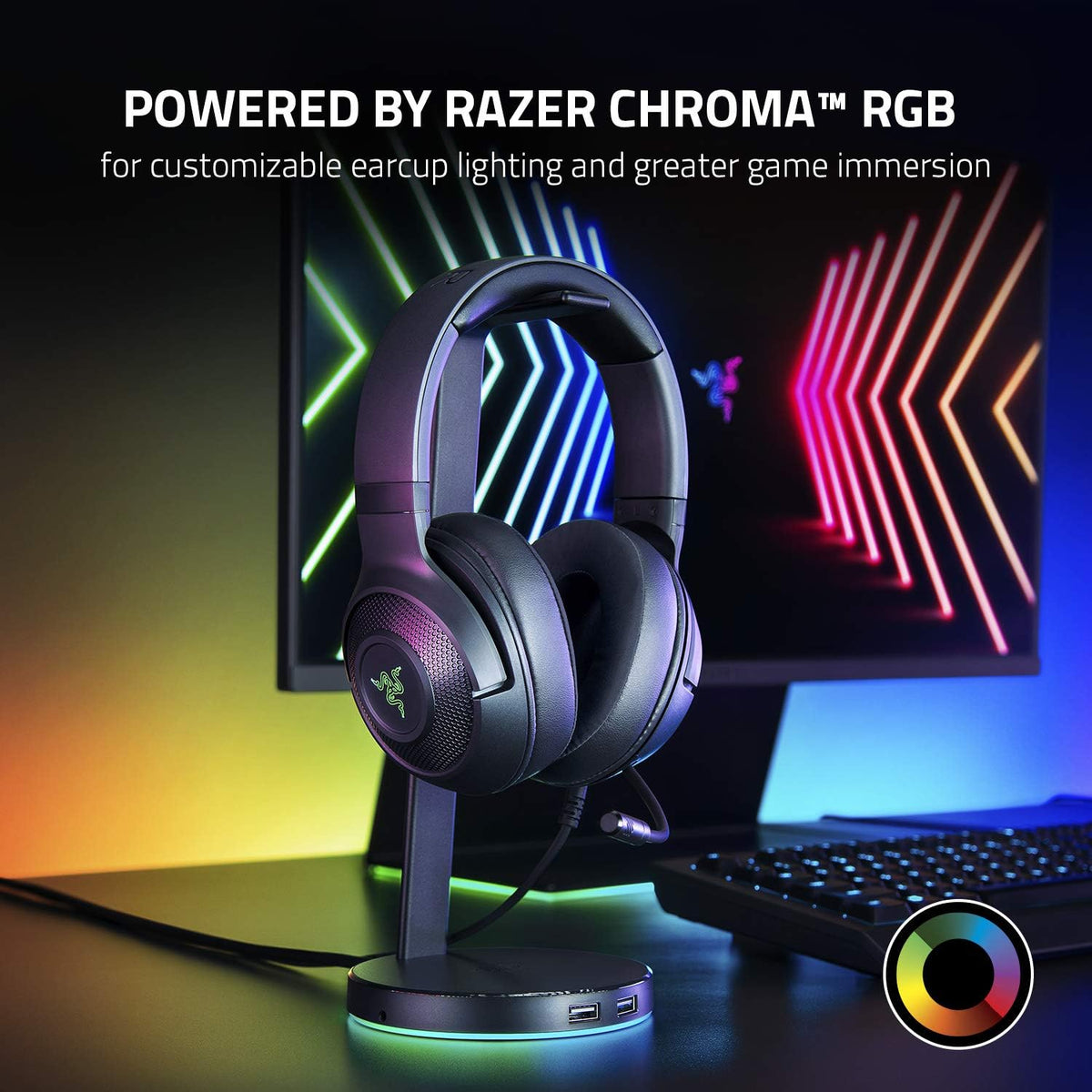 Razer Kraken V3 X USB - Wired USB Gaming Headset (ultra-lightweight at 285g, TriForce 40mm drivers, HyperClear Cardioid Microphone, 7.1 surround sound, Chroma RGB) Black