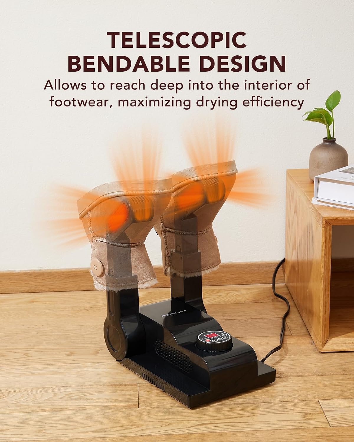 FORLIM Shoe & Boot Dryer for Work Boots, 3 Temp Modes, 24H Delay, Black