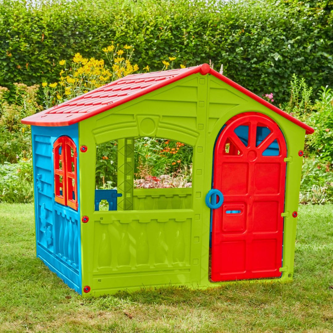 House of Fun Playhouse for Kids - Indoor and Outdoor - Work Door and Windows - Pink and White Candy Yarn - Children Ages 2+
