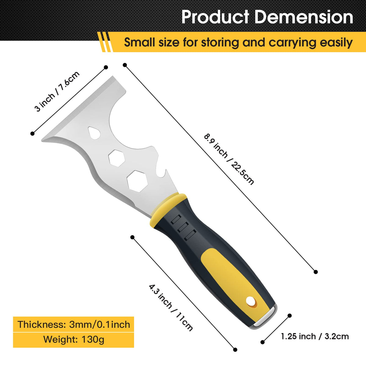 suokoun Wallpaper Scraper Set, 7 Pieces Stainless Steel Drywall Hand Tool Kit Includes Taping Putty Tool and 12" Mud Pan with Soft Grip Handle for Drywall Work
