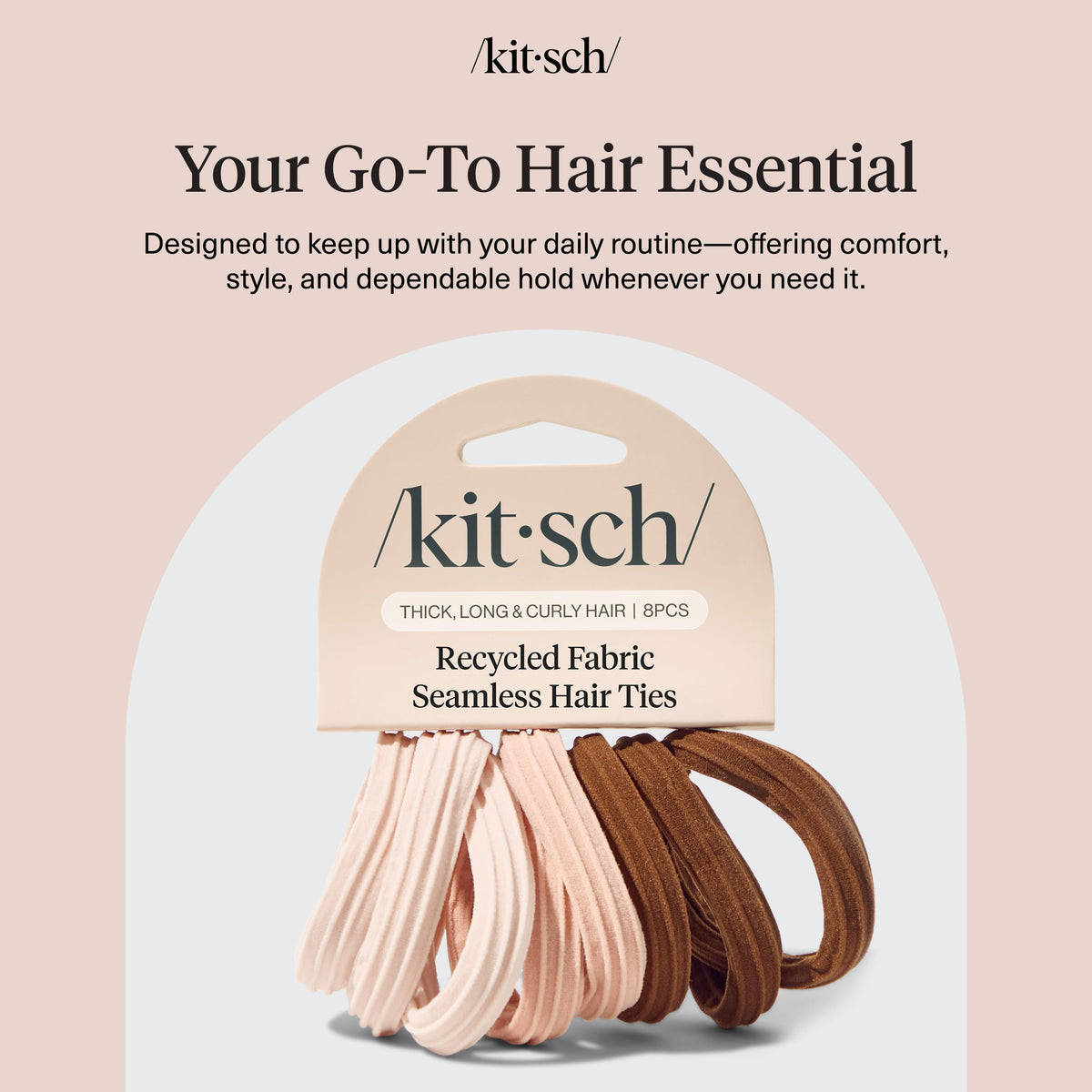 Kitsch Soft Nylon Hair Ties No Damage 6pcs - Black