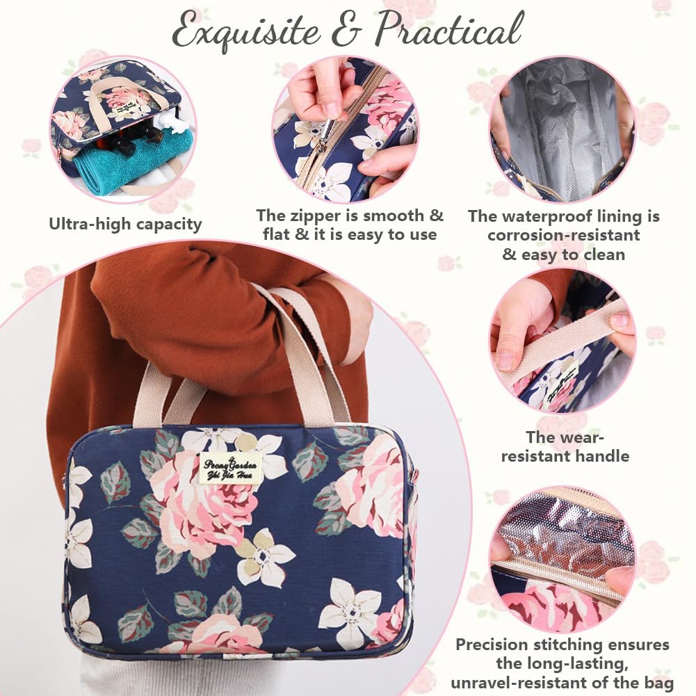 Aucuu Toiletry Bag, Large Full Size Toiletry Bag, Travel Hand-Held Make up Wash Bags, Portable Waterproof Toile-Try Kit, Bathroom Storage Case, Cosmetic Organizer for Travel, Camping for Women Girl