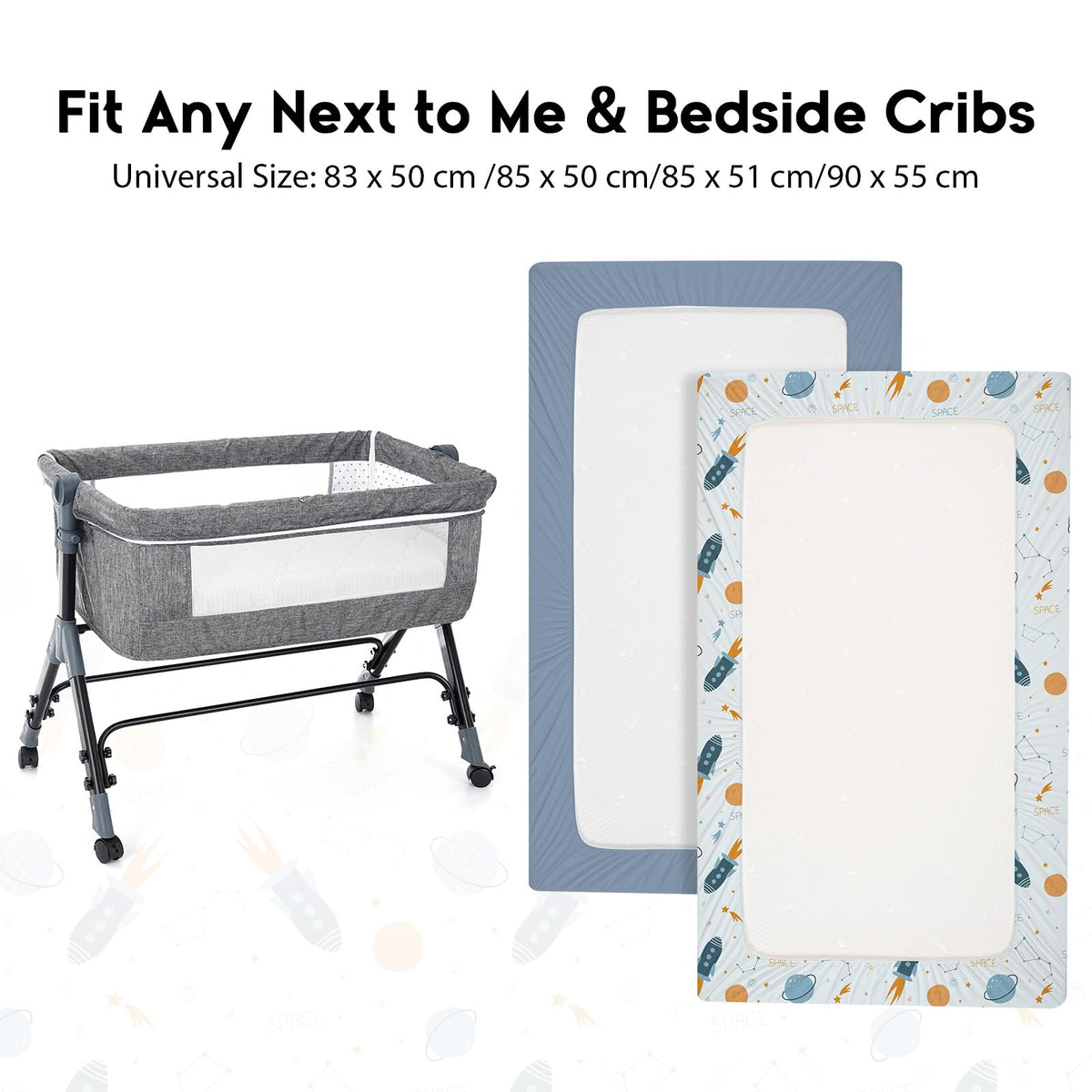Yoofoss Moses Basket Sheets 41 x 84 cm, Fitted Soft & Breathable Microfiber Pram Sheet for Newborn Baby Boy and Girl, Crib Bassinet Mattress Protector Snuzpod Bedside 2 Pack