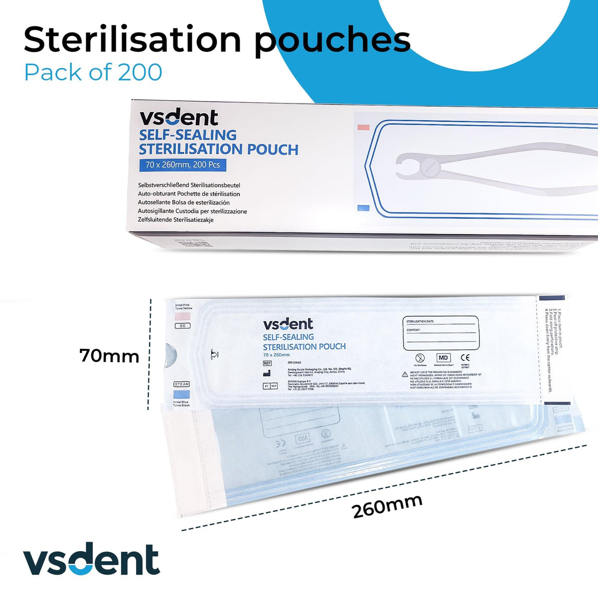 Self Sterilisation Pouches - 57x130mm (Pack Of 200)