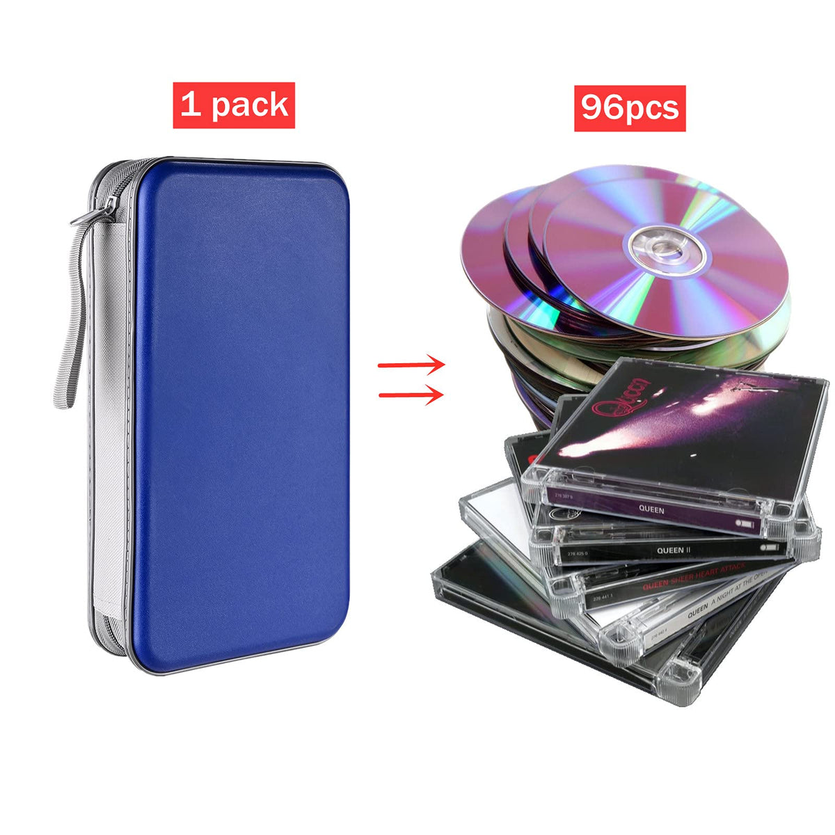 LIOVODE DVD Case, 96 Capacity CD Case Holder Organizer Disc Wallet for Car