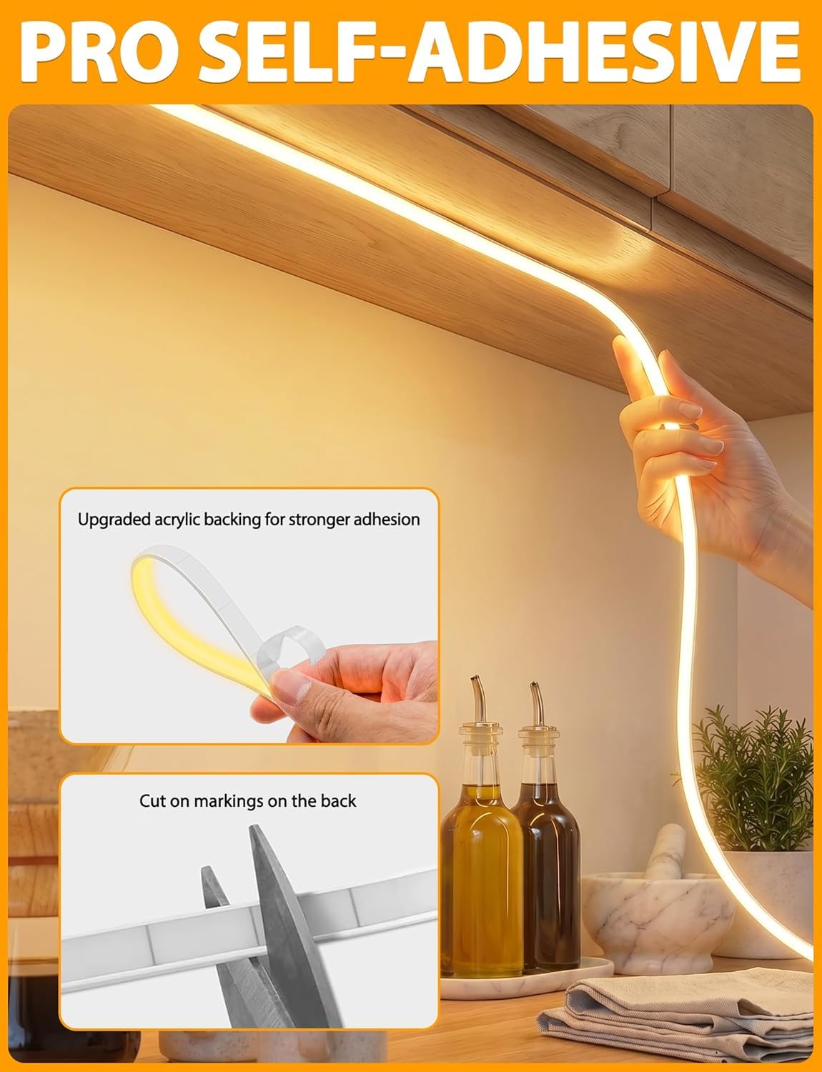 Lamomo COB LED Strip Light 5M, White Dimmable Neon Rope with Remote
