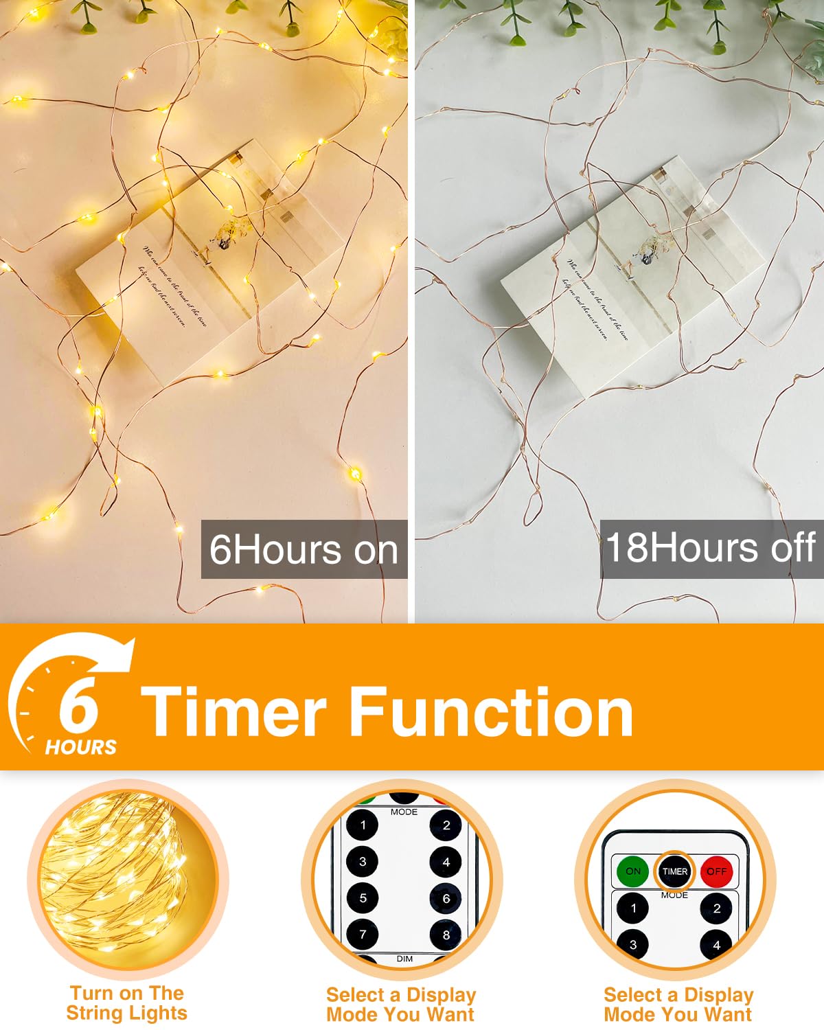Kolpop 50LED Photo Clip String Lights, 5M Photo Peg Fairy Lights Indoor with 30 Clips Battery Powered Cooper Wire Hanging String Photo Display for Bedroom Birthday Wedding Party Christmas Decorations