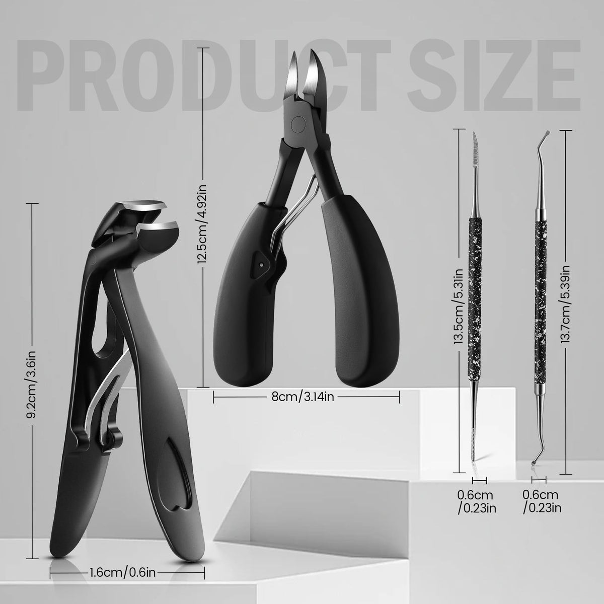 BEZOX Well-Made Nail Clipper Set 2 Pcs, Wide Jaw Opening Nail Clipper for Fingernail and Toenail, Premium Stainless Steel Sharp Sturdy Finger Nail Clipper