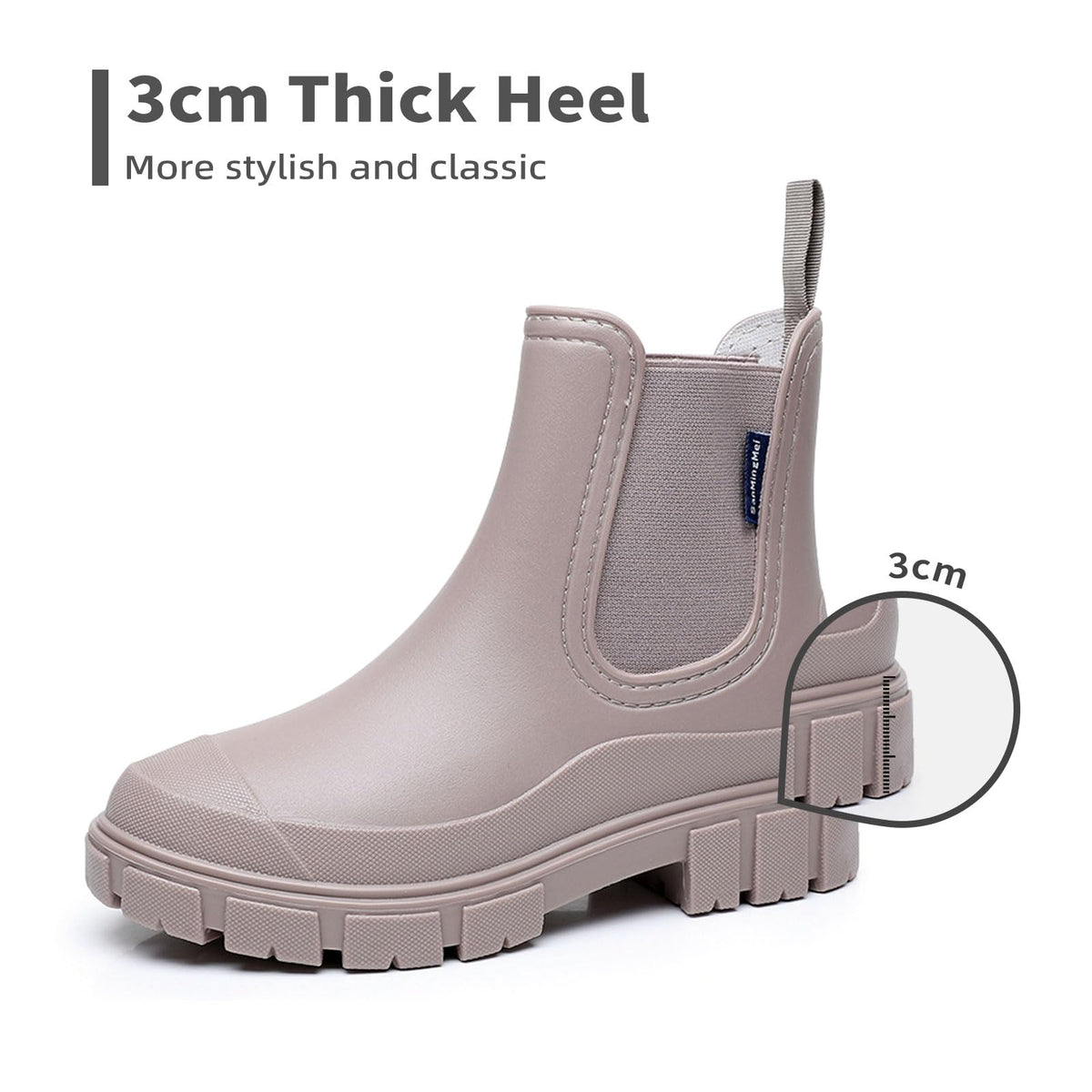 DRECAGE Wellies Boots Women Waterproof Short Chelsea Fashion Ladies Comfortable Rain Boots Outdoors Garden Walking