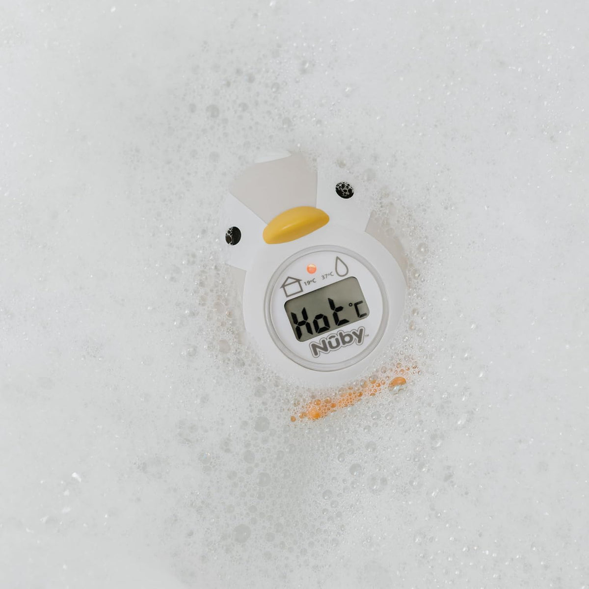 Nuby Penguin Baby Bath Thermometer - Digital Thermometer with Easy to Read Screen | BPA Free | Suitable from Birth (Grey)