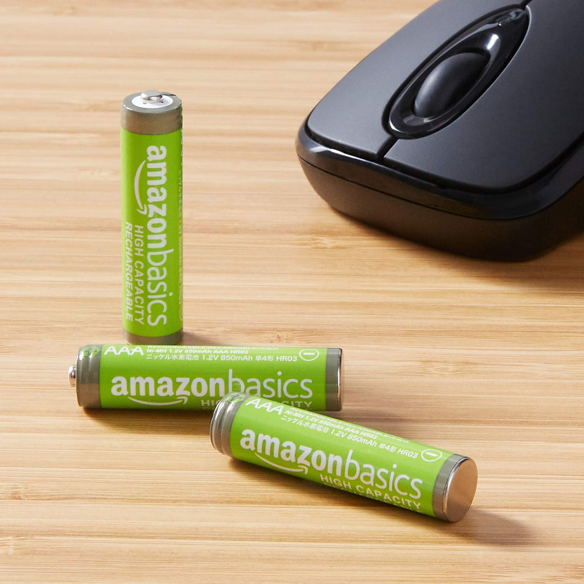 Amazon Basics 8-Pack Rechargeable AAA NiMH High-Capacity Batteries, 850 mAh, 1.2V, Recharge up to 500x Times, Pre-Charged