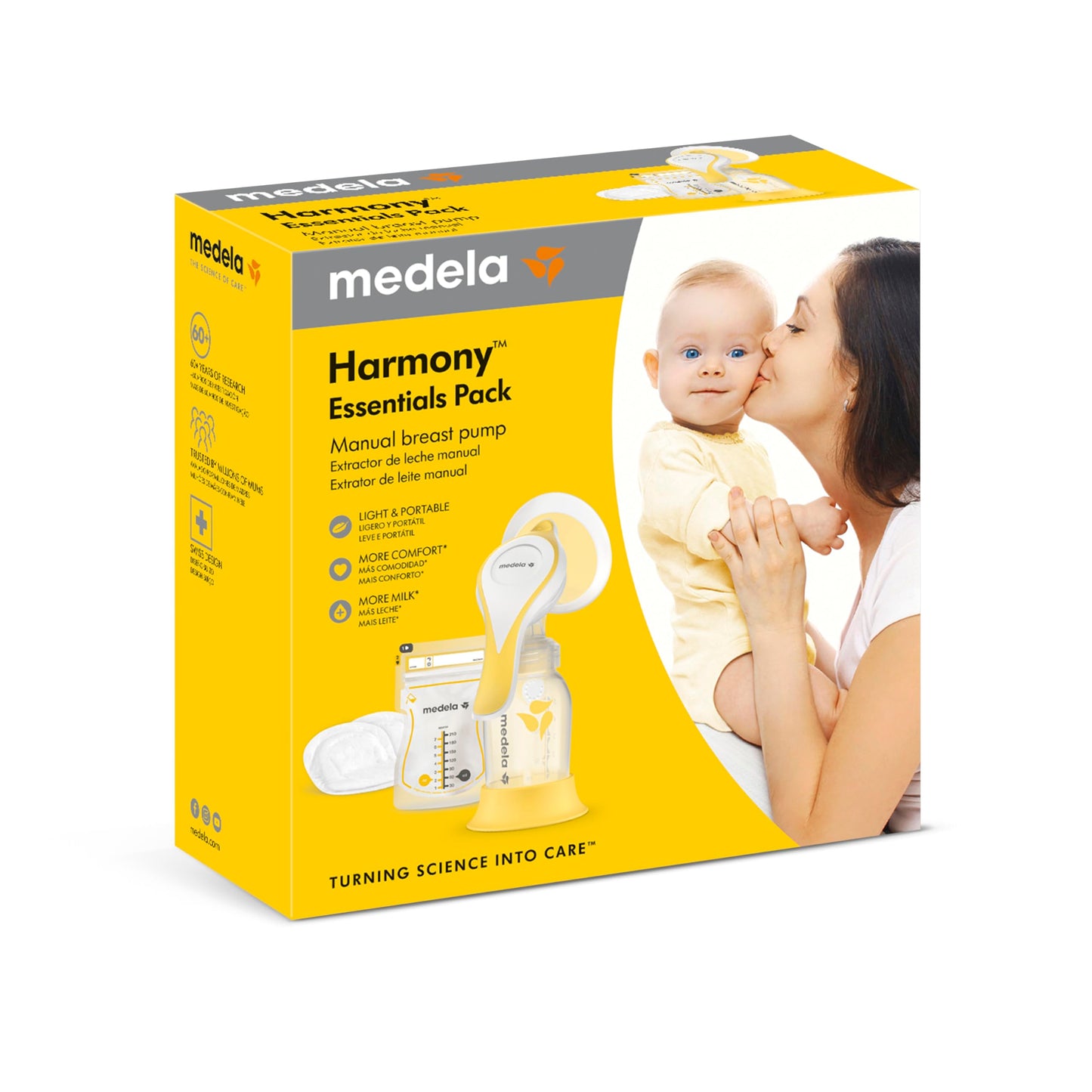 Medela Harmony Manual Breast Pump, Compact Swiss Design with PersonaFit Flex Shields and Medela's 2-Phase Expression Technology