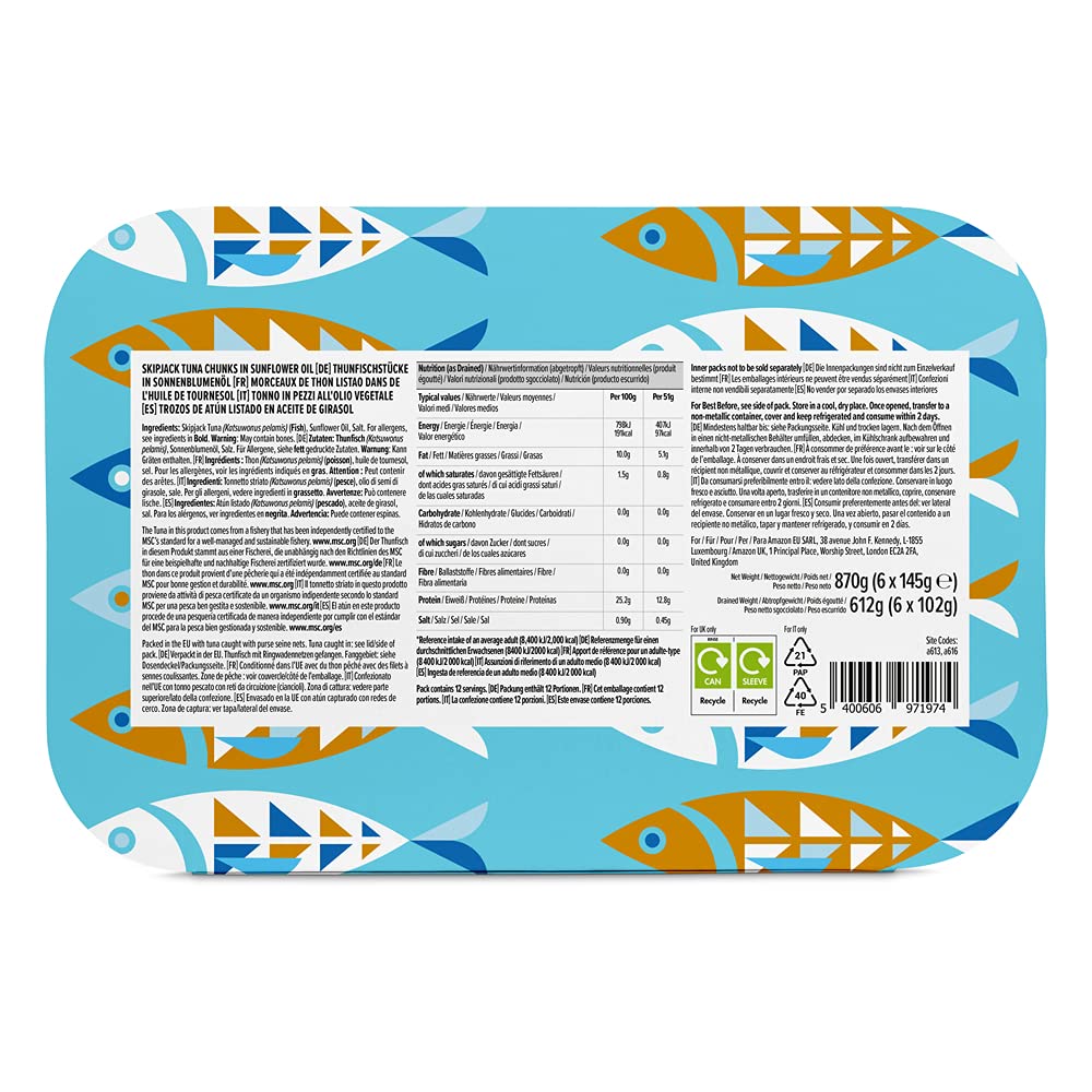 by Amazon MSC Skipjack Tuna Chunks in Spring Water, 4x145g
