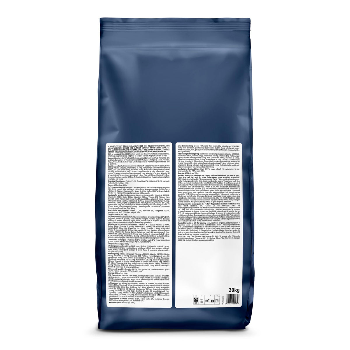 by Amazon - Complete Dry Dog Food for Adult Dogs, Rich in Lamb and Rice, 1 Pack of 5kg