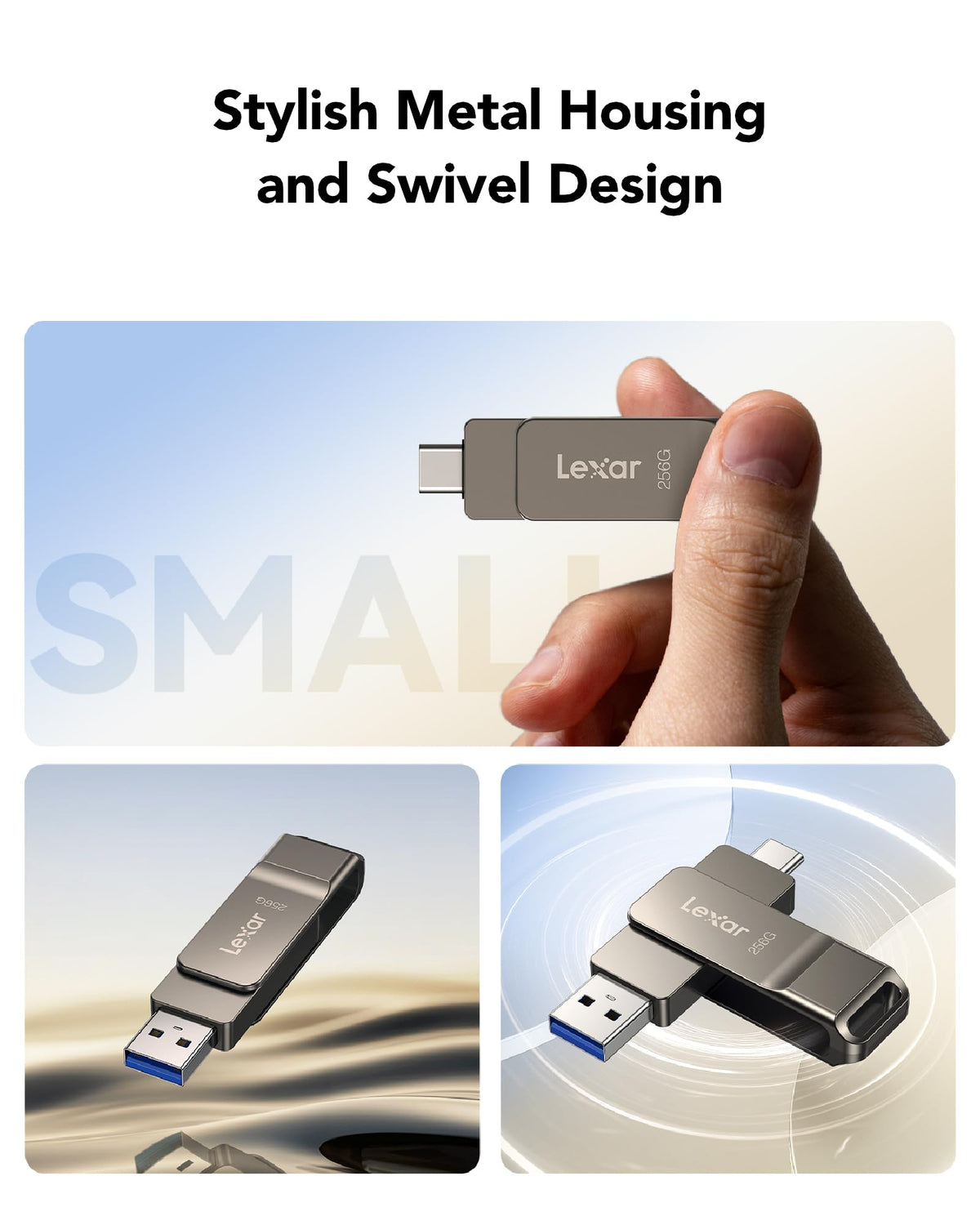 Lexar D40E 64GB Dual USB 3.2 Gen 1 Type-C Jump Drive,Champagne Silver