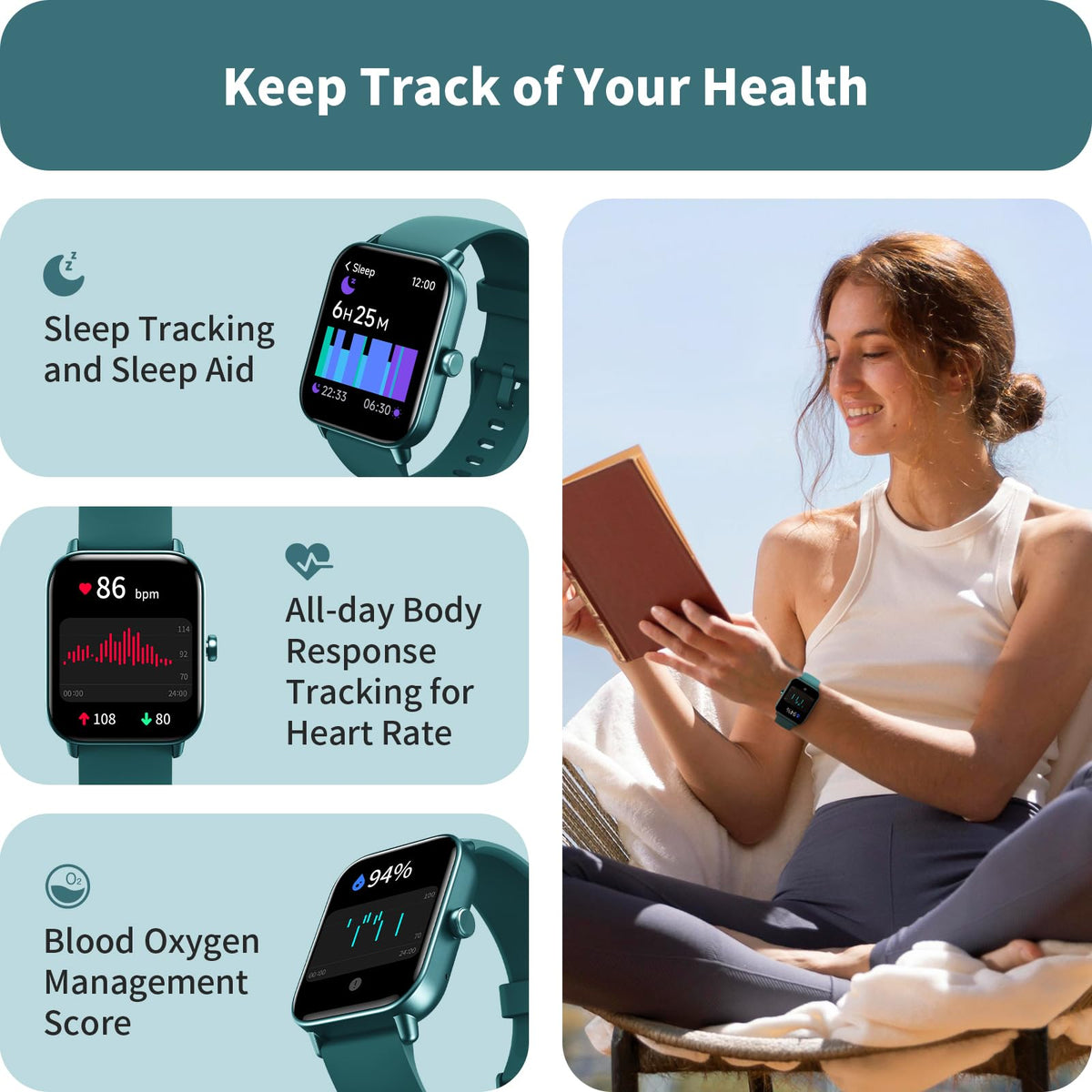 Smart Watch for Women, Answer/Make Calls, Alexa Built-in, [1.8"HD Screen] Smart Watches for Women iPhone/Samsung/Android, Fitness Watch with Heart Rate Sleep SpO2 Monitor,IP68 Waterproof, 100+ Sports