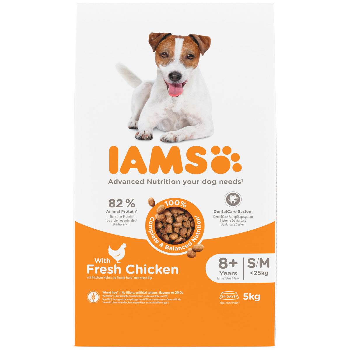 IAMS Senior Small Medium Complete Dry Dog Food Chicken 3kg - With DentalCare System
