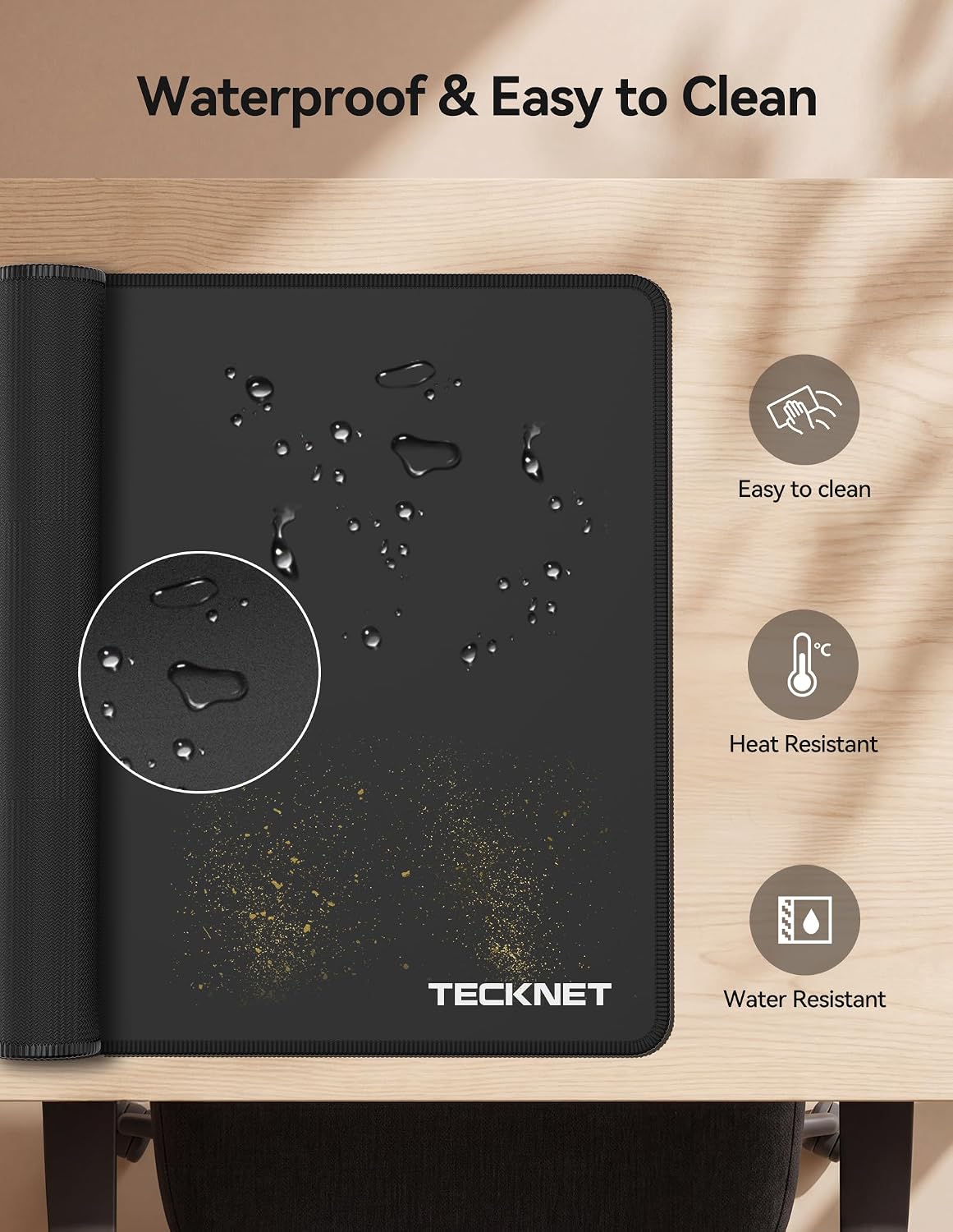 TECKNET Gaming Mouse Mat, 900x400x3mm Large Mouse Pad - Black