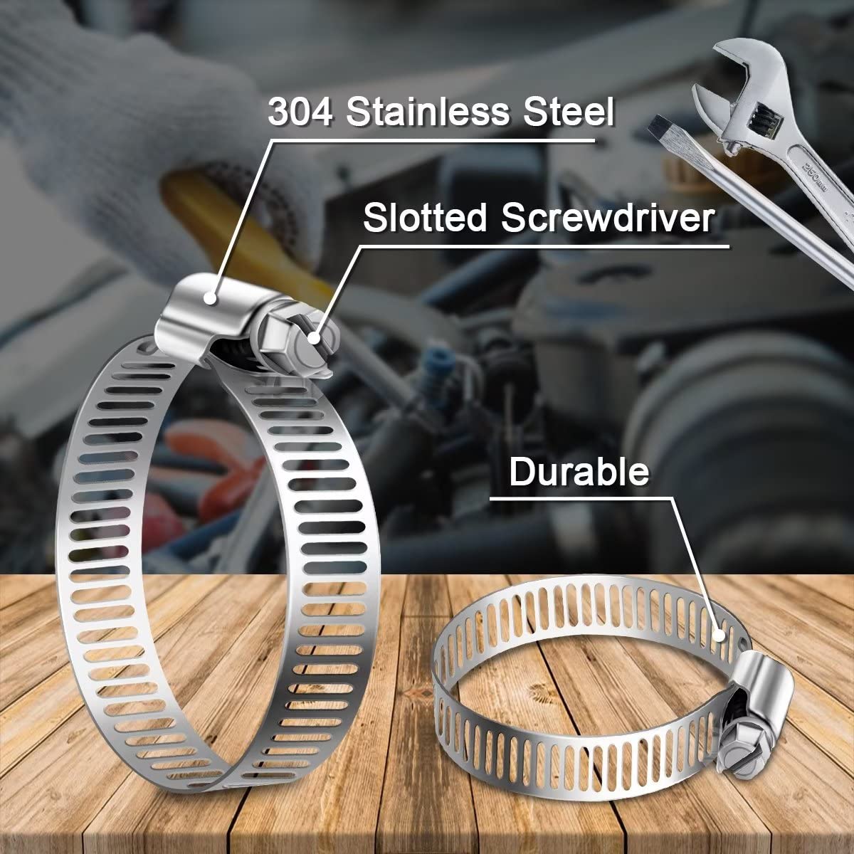 Hose Clips 141-165mm, 4 Pcs Hose Pipe Clips Stainless Steel 304