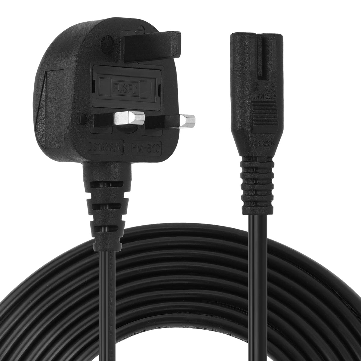 2 Pin Mains Power Lead Figure 8 IEC C7 Cable Compatible With Xbox One S Slim Game Console, Xbox One X, Sony PS2 PS3 PS4 (Slim Edition), PSP, PSV, HP/Samsung/Sony/Acer/Asus/Lenovo/MSI Laptop