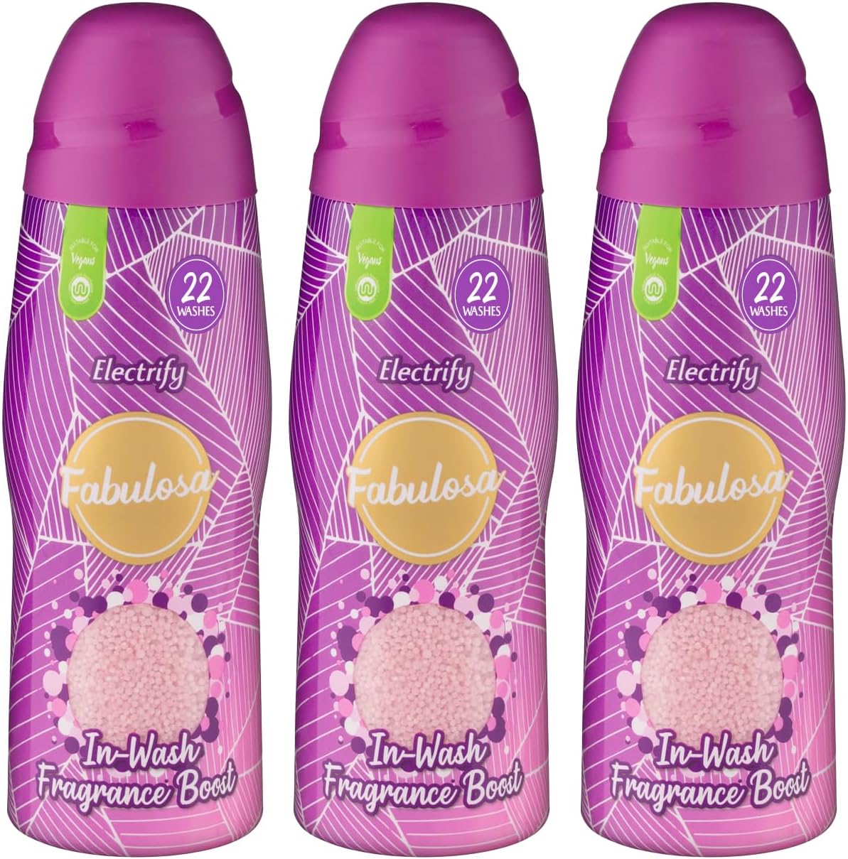 Fabulosa In-Wash Laundry Fragrance Boost, Made Using Salt Crystals, In-Wash Scent Booster Laundry, 66 Washes, Pack of 3 x 400g, Electrify