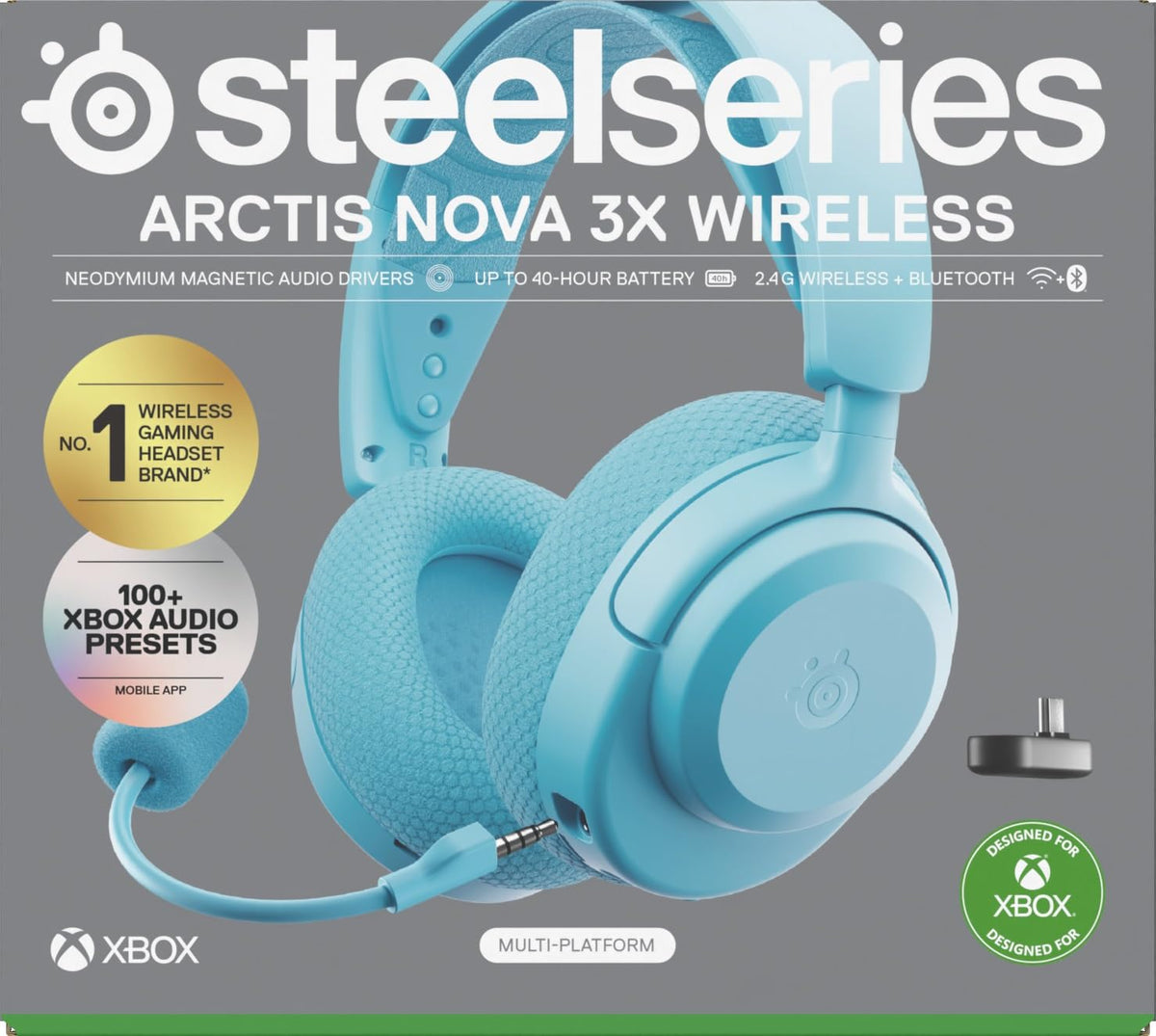 SteelSeries Arctis Nova 3X Wireless - Xbox Headset - Gaming Headset - Mobile App Control - 40 HR Battery with fast charging - Compatible with Xbox, PC, Switch and more - 2.4GHz/Bluetooth - Lavender
