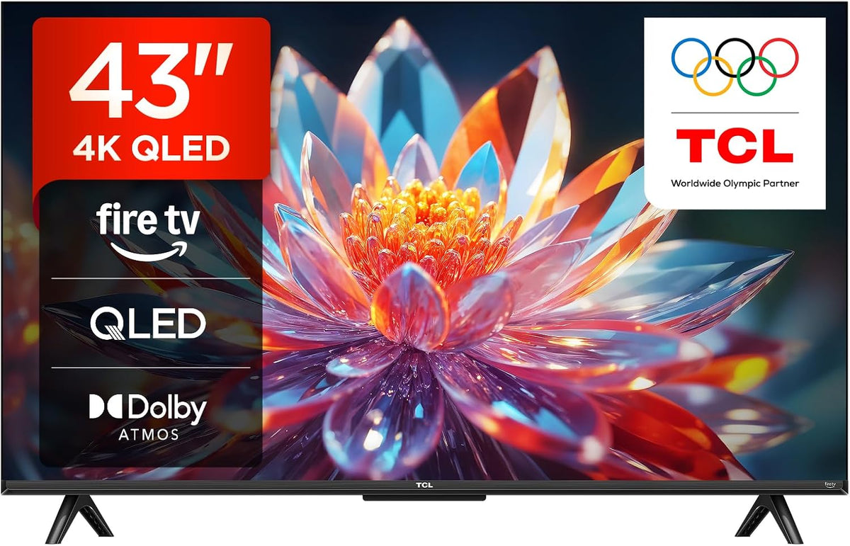 TCL 43T6C-UK 43 Inch QLED 4K HDR TV, Fire TV (Smart TV with Dolby Vision & Atmos, HDR10+, Press & Ask Alexa