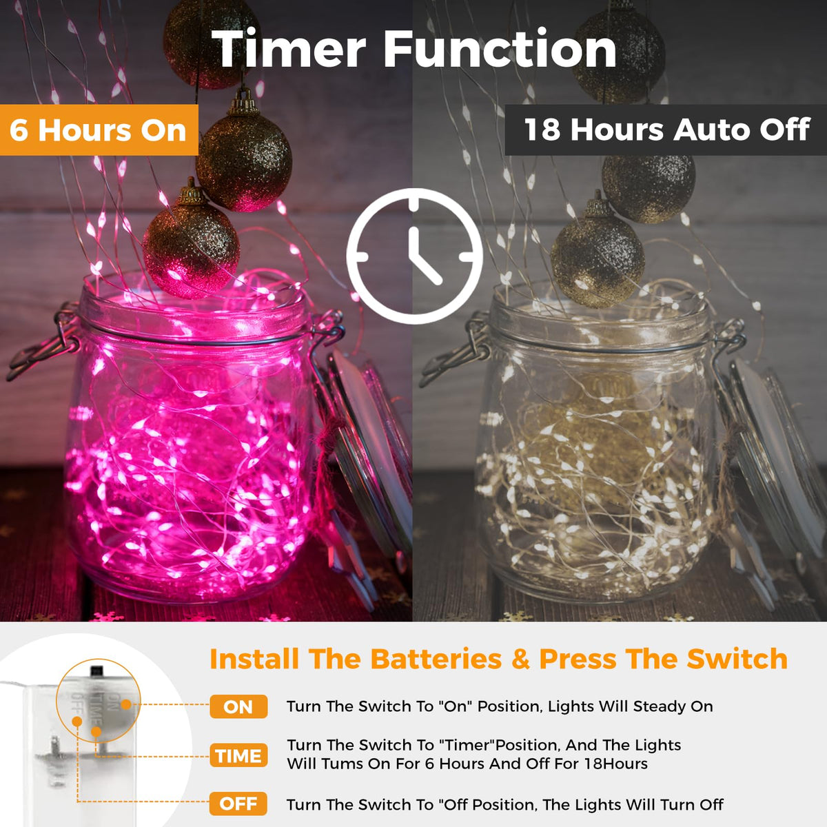 btfarm 2 Pack Halloween Orange Fairy Lights Battery Operated with Timer
