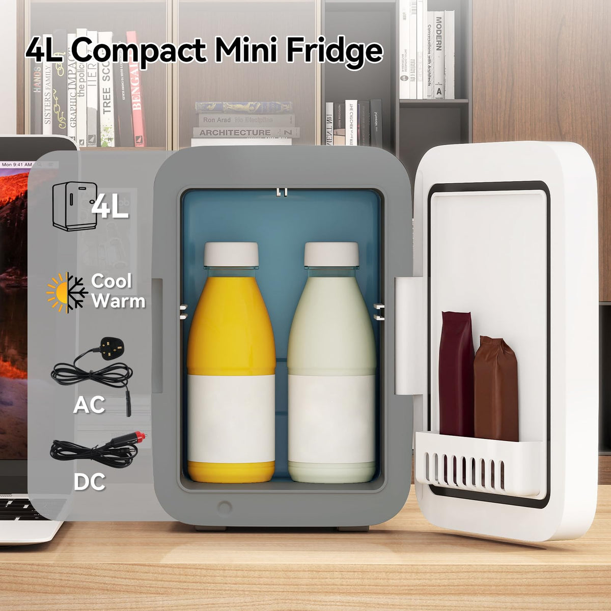 ARTETHYS Mini Fridge for Bedrooms, 10L Small Car Fridge, White
