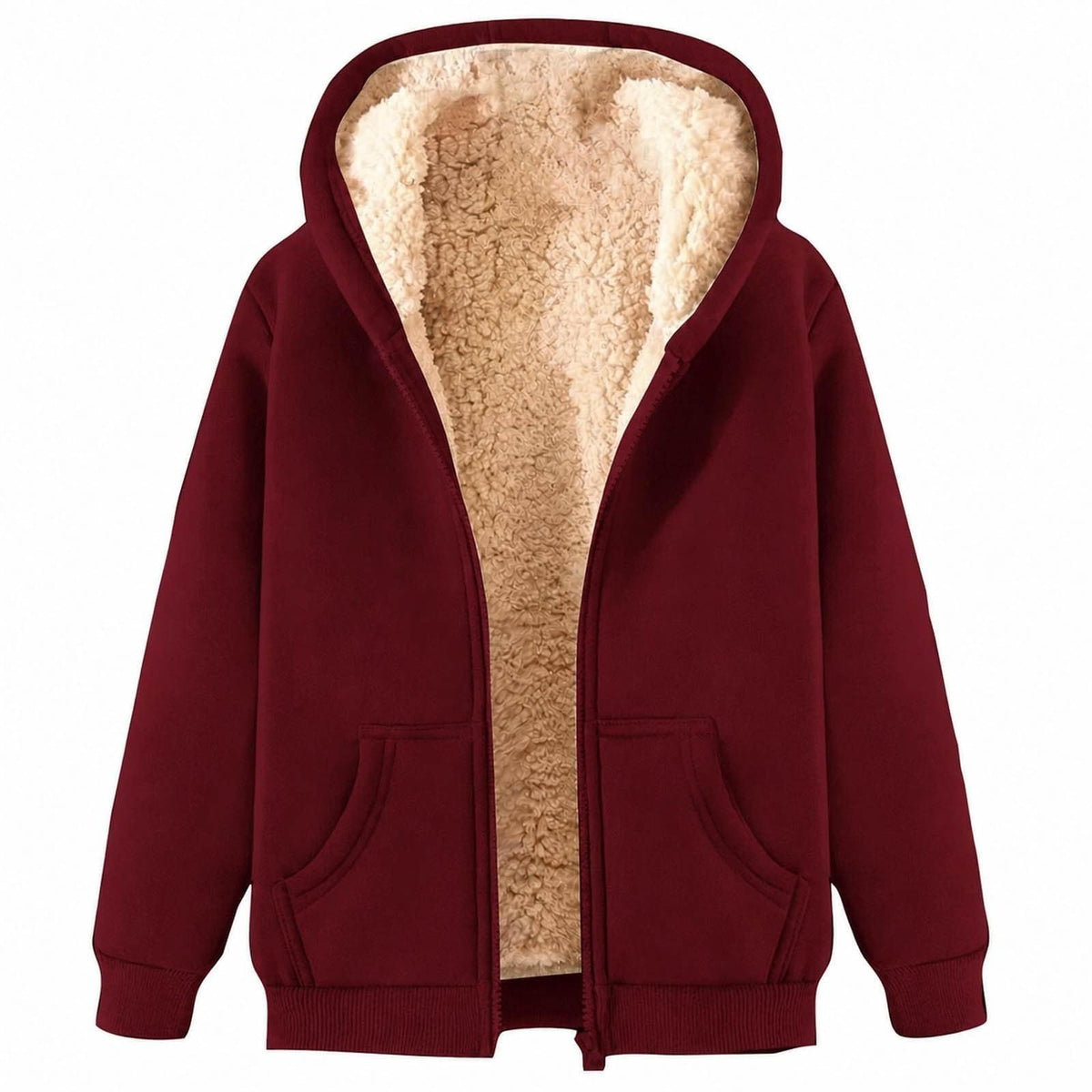 Womens Teddy Fleece Hoodies Sherpa Lined Fuzzy Jacket with Pockets Full Zip Hooded Sweatshirts Ladies Fall Winter Warm Jumper Coat Outwear Thermal Outfits Clothing