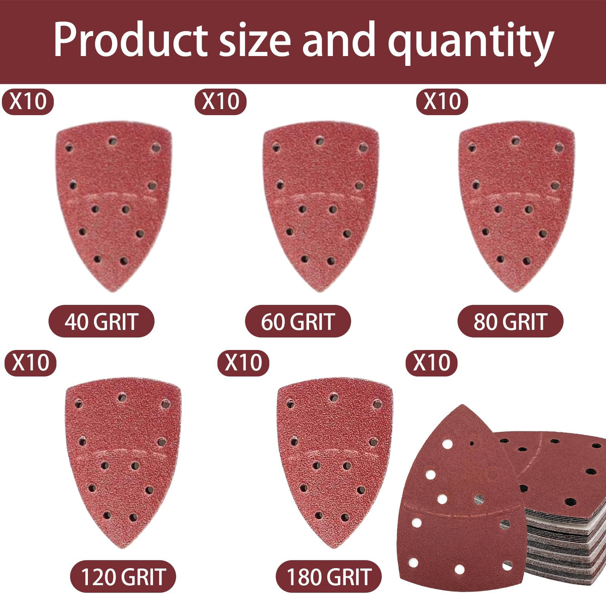 Black and Decker Mouse Sander Pads, 60 PCS Replacement Sanding Discs