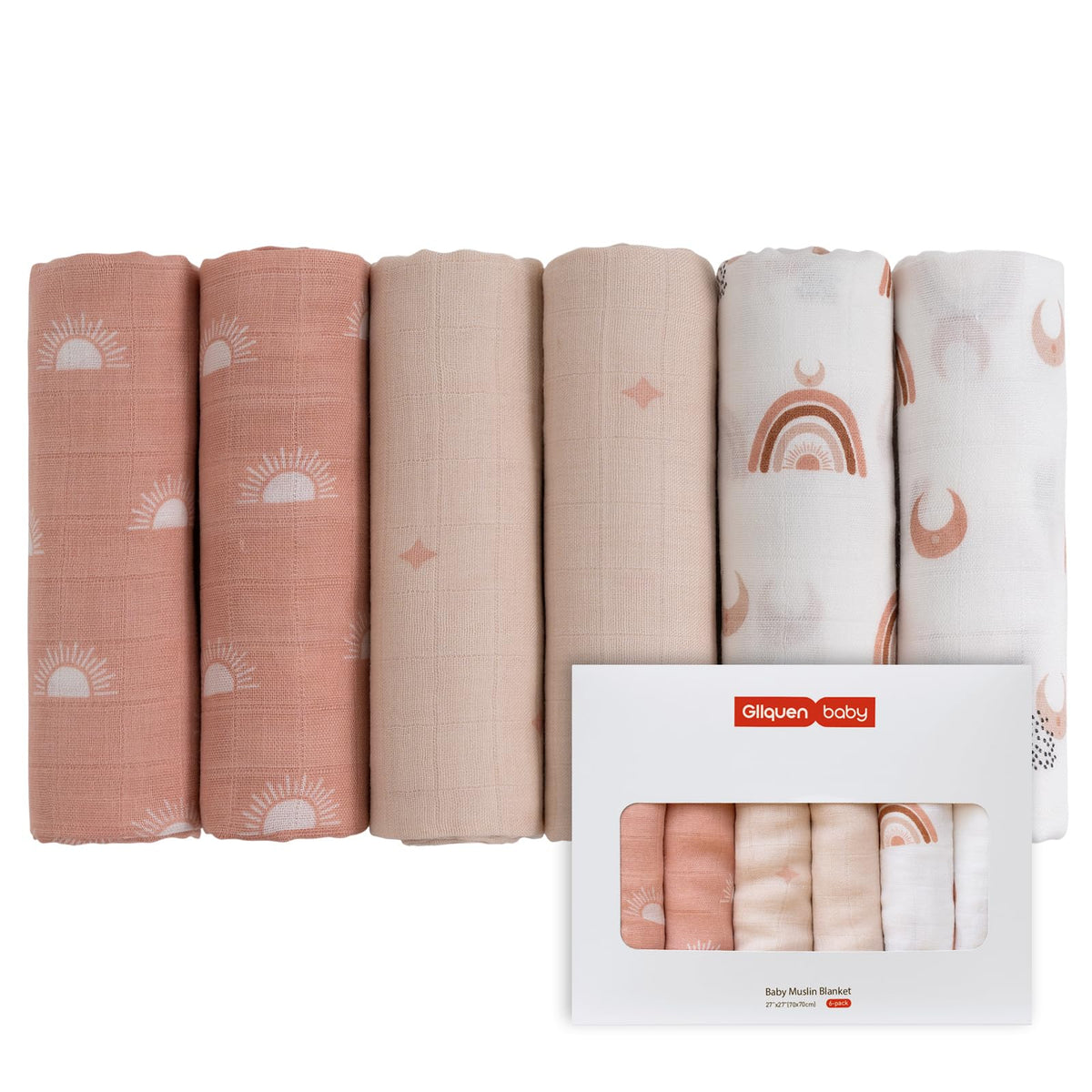 GLLQUEN BABY Muslin Squares Cloth for Baby 6pack 70cm x 70cm