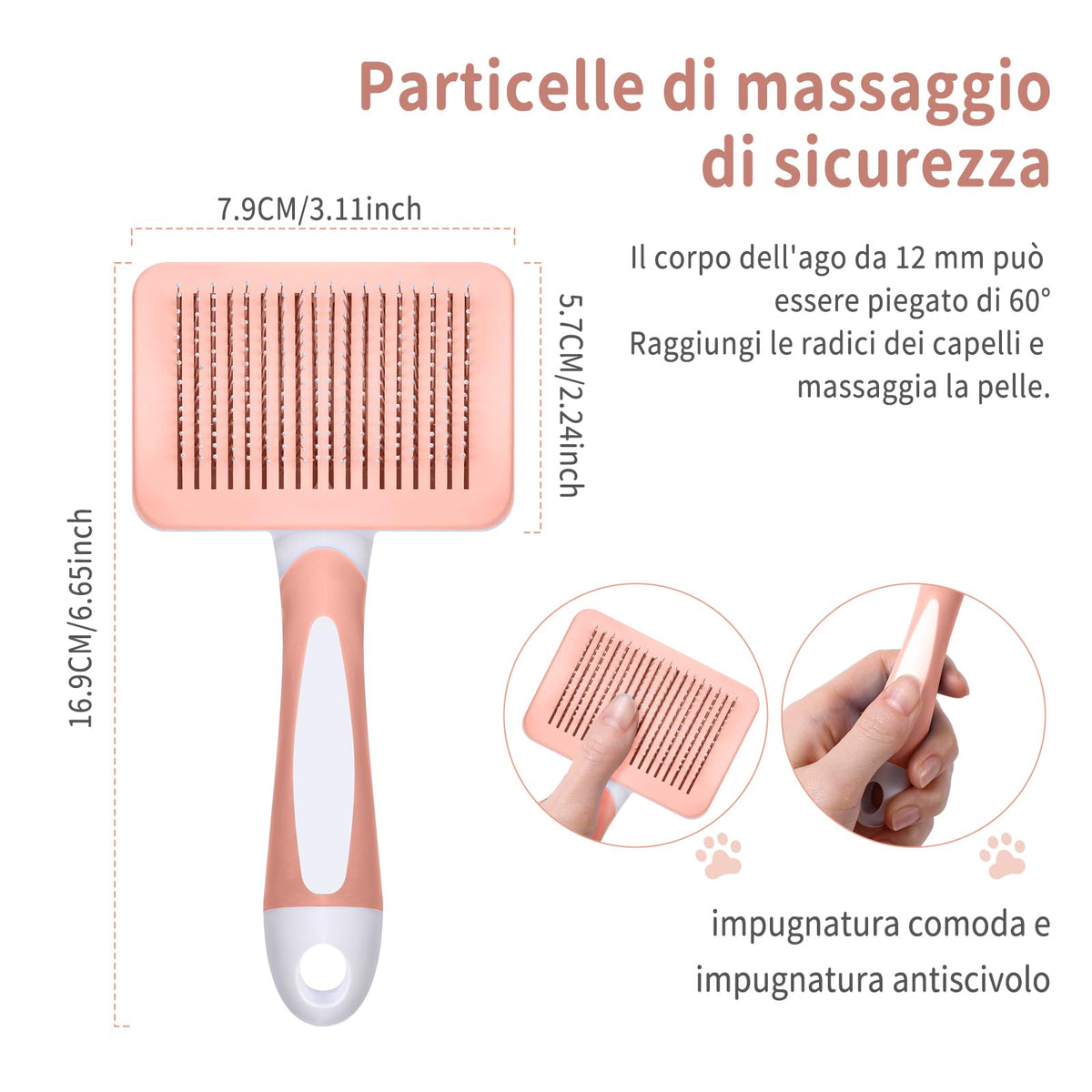 Vinabo Cat Dog Comb Brush, Cat Brush Grooming Comb, Self Cleaning Slicker Brushes, Pet Grooming Tool with Cleaning Button for Dog Shedding Tools