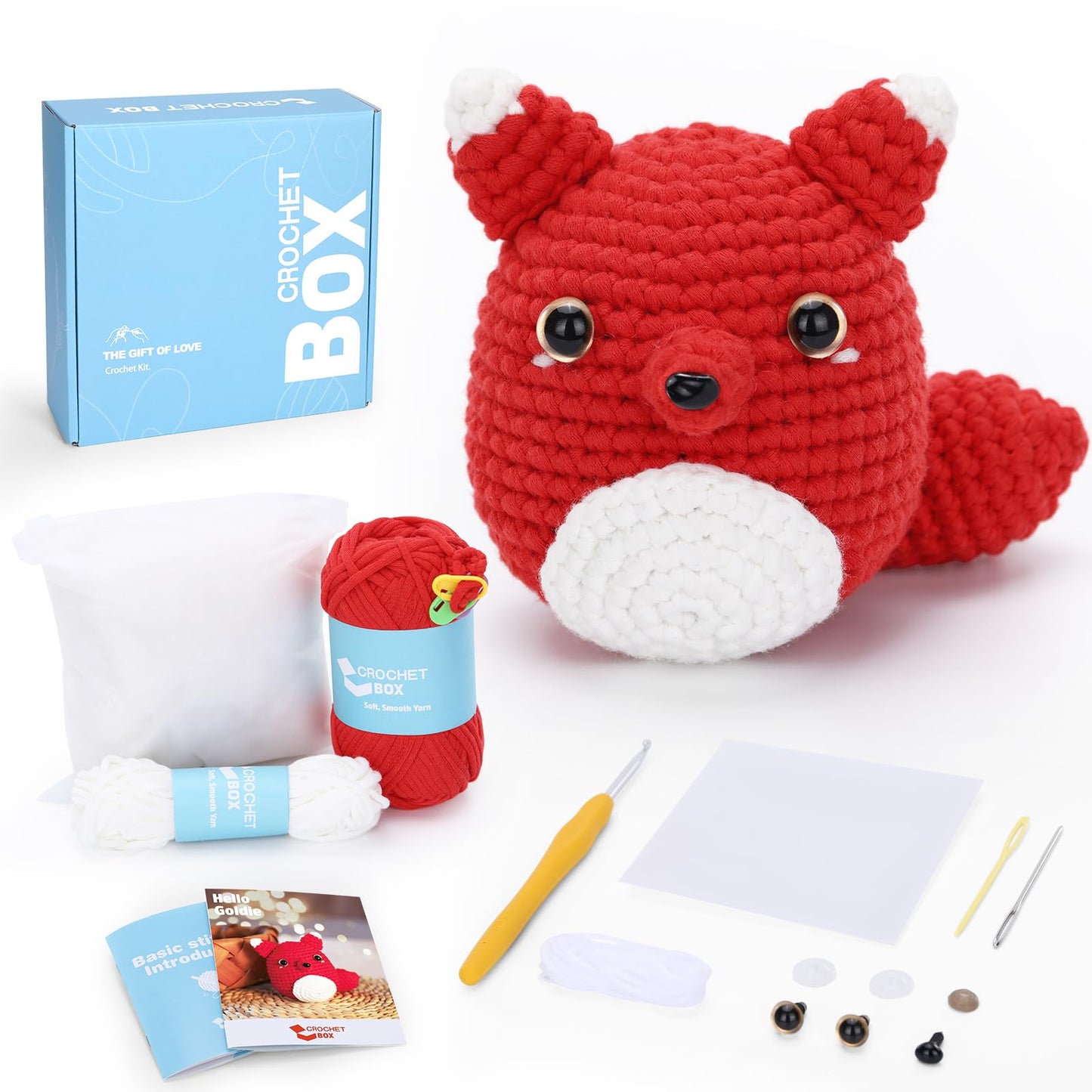 CROCHET BOX Complete Crochet Kit for Beginners - Highland Cow Crochet Kit, Include Video Tutorial, Instruction, Soft Yarn, Birthday Gift for Adults.