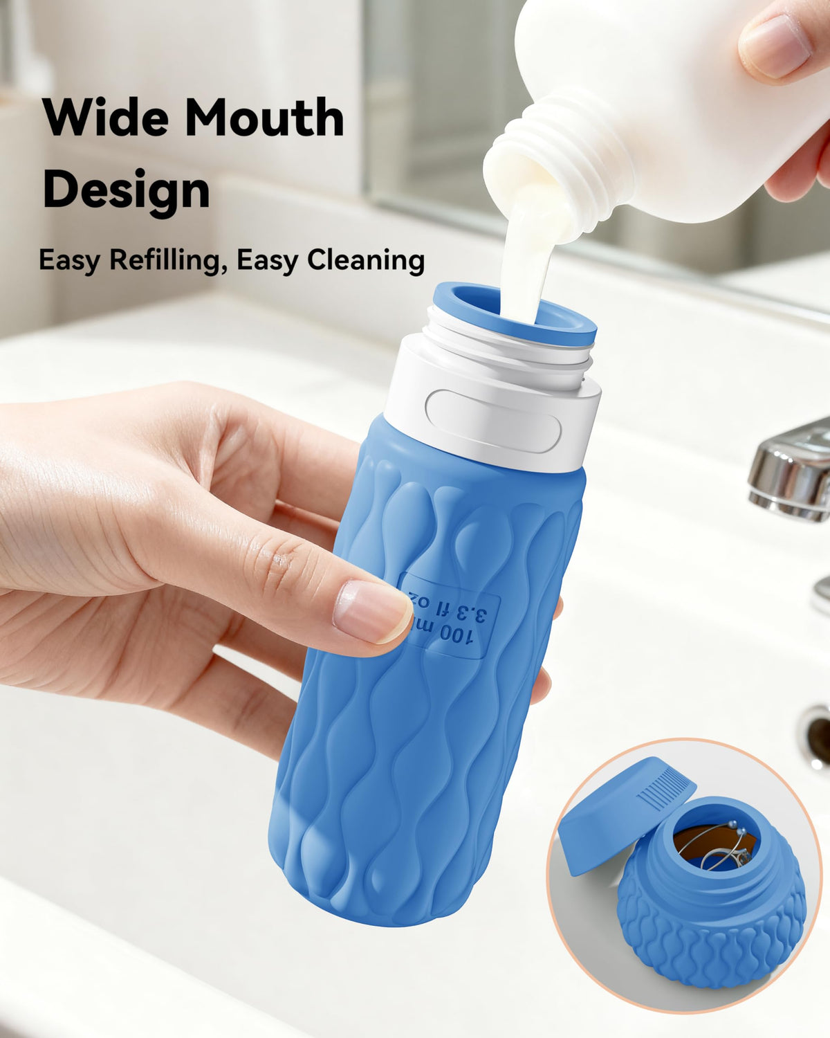 100ml Silicone Travel Bottles for Toiletries for Shampoo and Conditioner