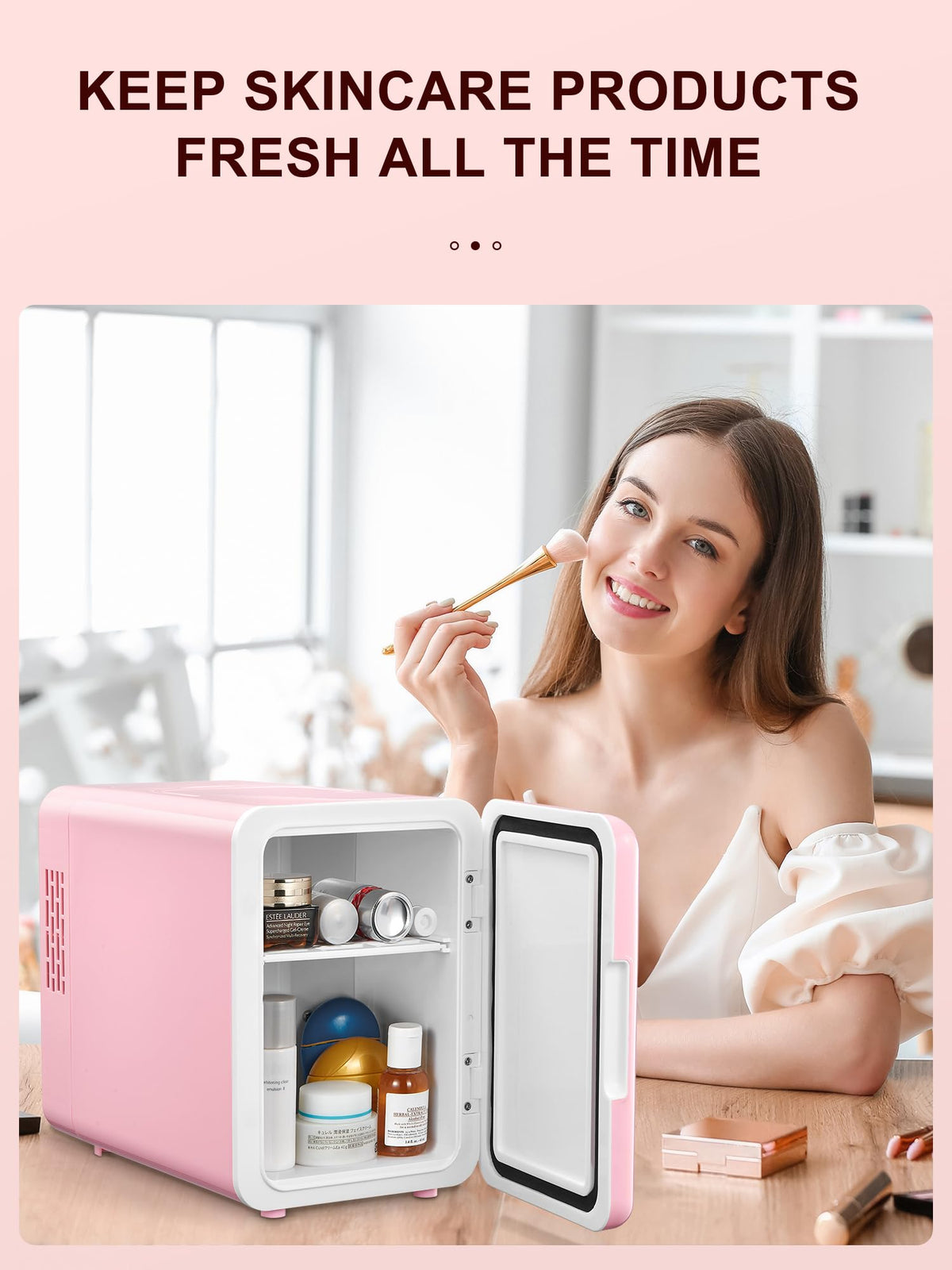 Mini Fridge 4 Litre, 6 Can Portable AC+DC Power Cooler & Warmer, Portable Small Fridge for Bedrooms, Cars, Offices; Skincare, Makeup, Cosmetics, Food (Black, 4L)