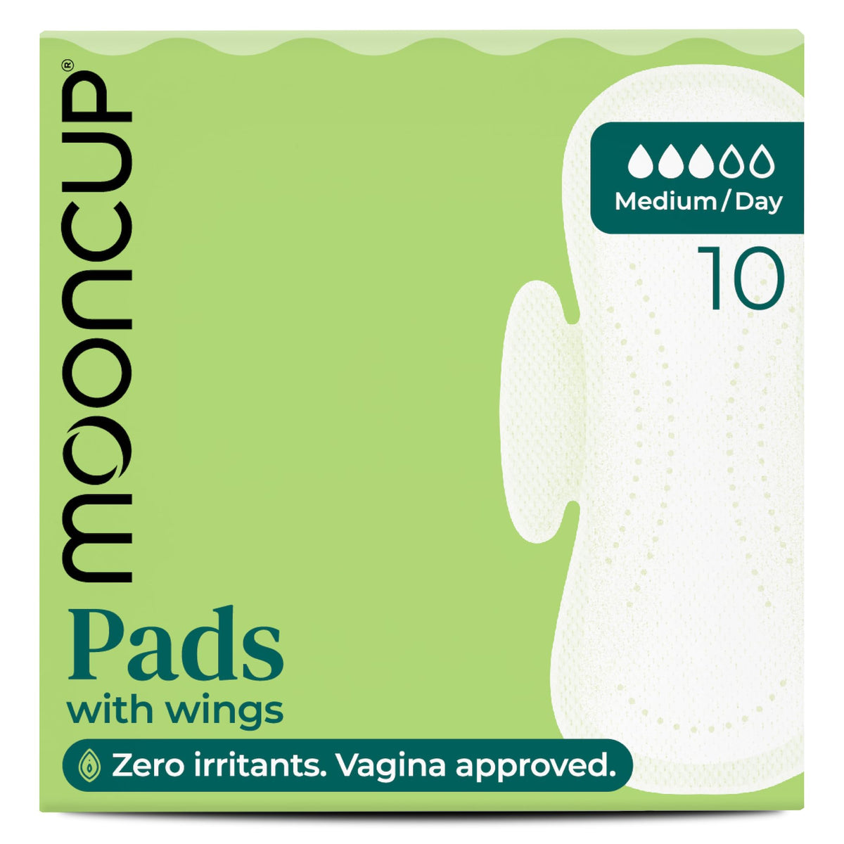 Mooncup Pads with Wings - Biodegradable Pads Made with Organic Cotton for Irritation-Free Period Care - Leakproof, Plastic-Free, Highly Absorbent Protection for Sensitive Skin - (20) Heavy/Night