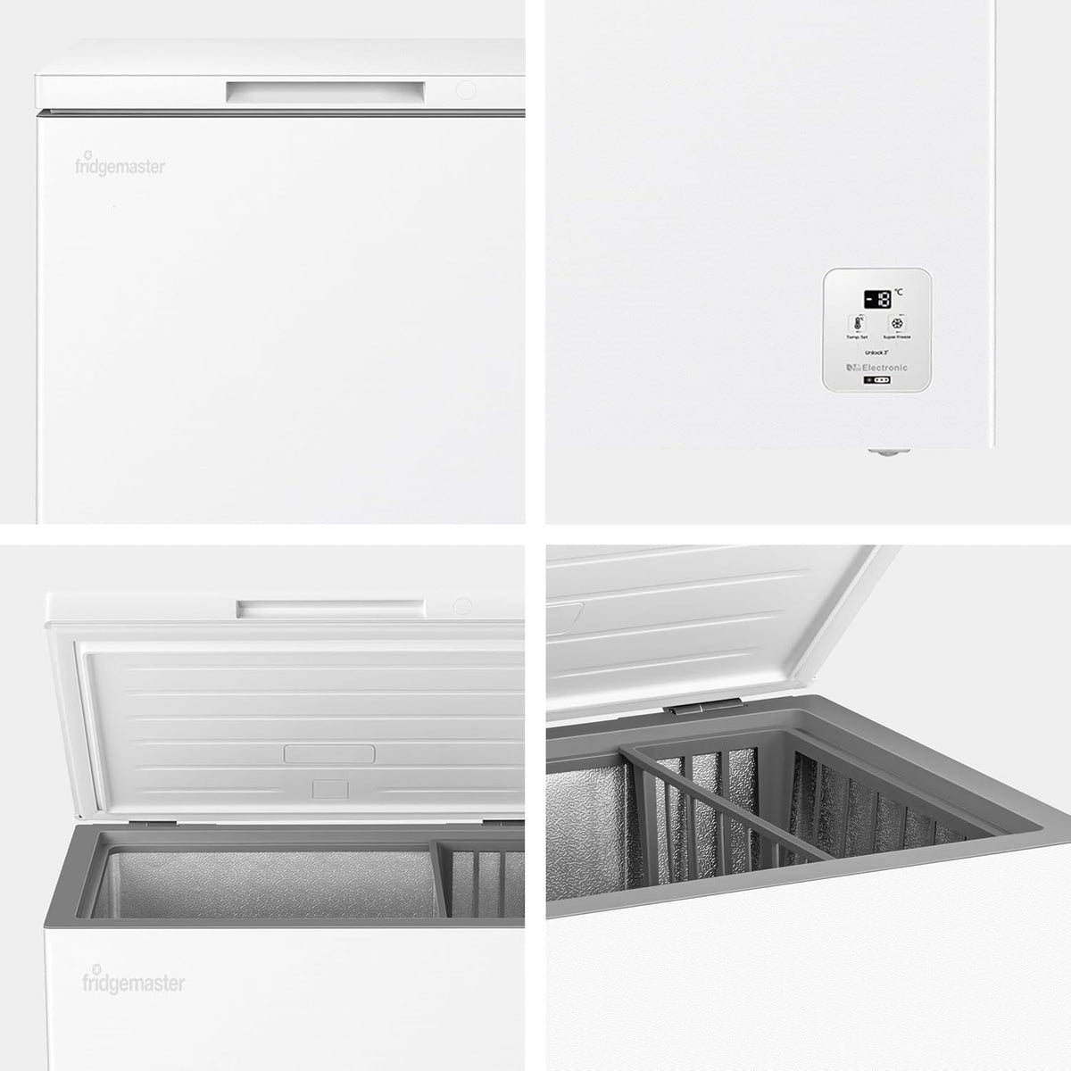 Fridgemaster Chest Freezer, 198 Litre, White, 4-Star Rating, Winter Guard, 85.8x78.7x55.9 cm, Energy Rating E