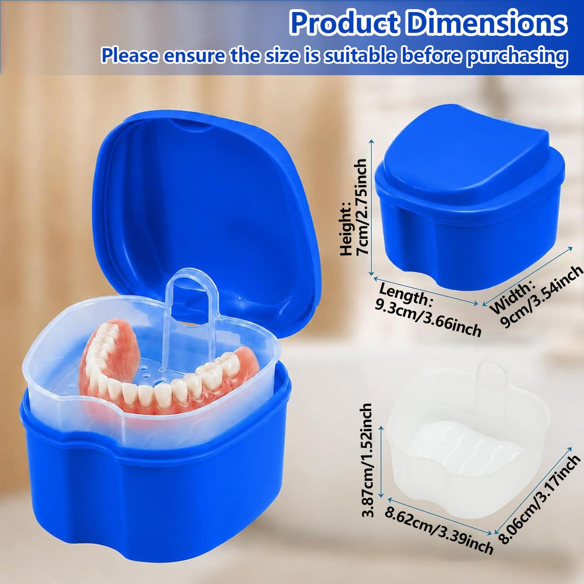 chenqi Retainer Cup Holder Mouthguard Cleaning Case with Strainer Basket, Denture Bath Box Storage Cup Holder for Travel Cleaning