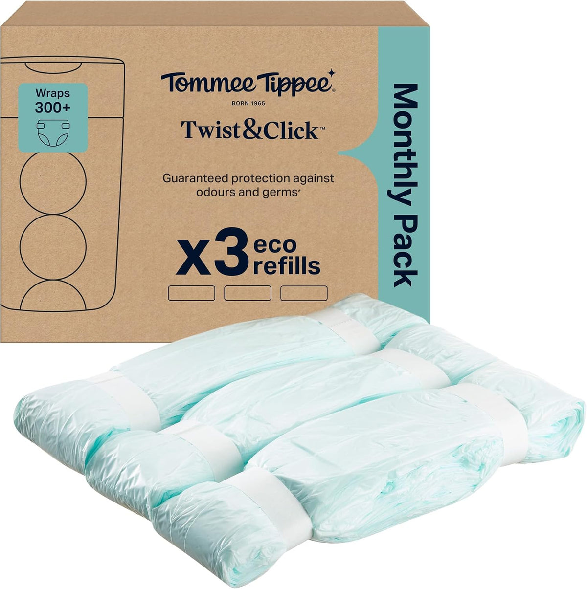Tommee Tippee Twist & Click Nappy Bin Refill Cassettes Pack of 3