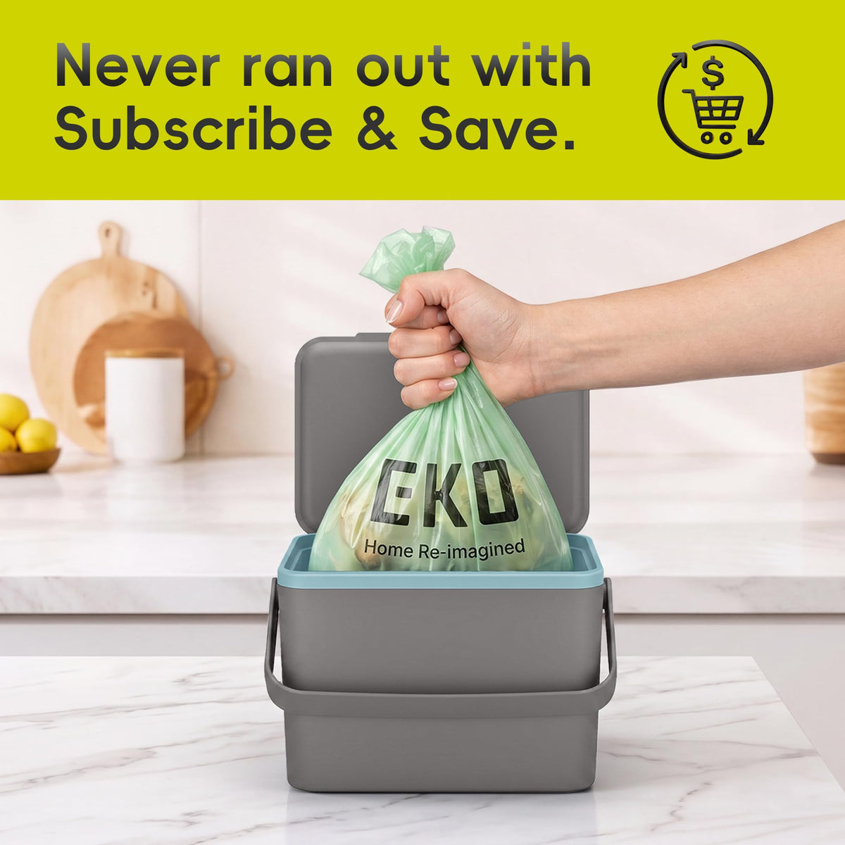 EKO Bin Bags, Kitchen Bin Liners, Drawstring, 40-60 Litre, 12 Count, Code F
