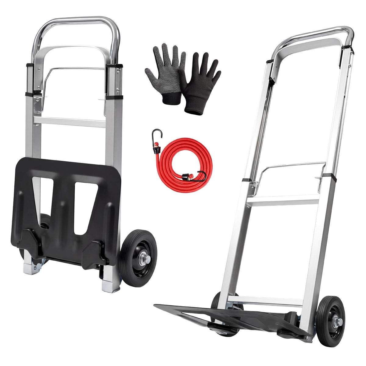 MoverX Folding Hand Truck Aluminium, Heavy Duty Hand Truck Foldable Trolley on Wheels, Multi Purpose Sack Truck Moving Trolley, 80kg