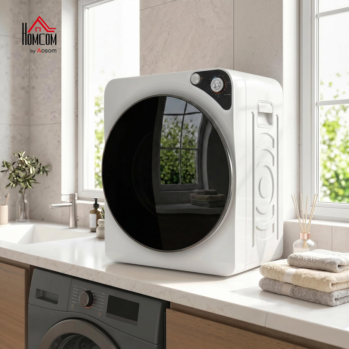 HOMCOM Vented Tumble Dryer, 5kg Wet Laundry/3kg Dry Capacity, 1000W, Black