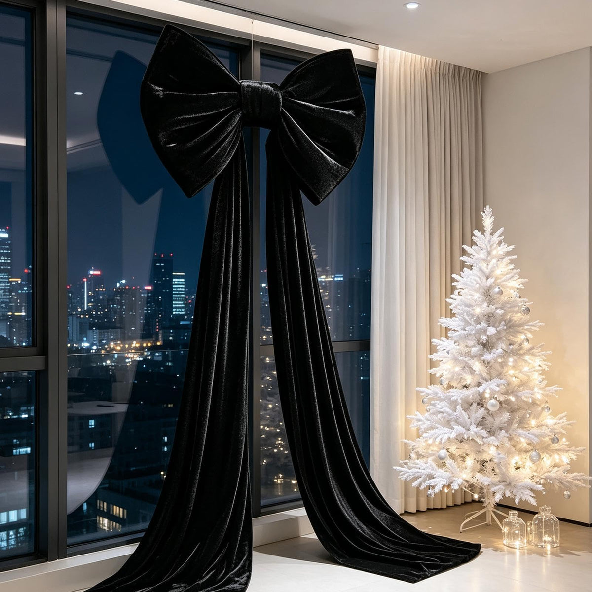 Large Christmas Tree Topper Bow, 200CM Giant Velvet Christmas Tree Bows