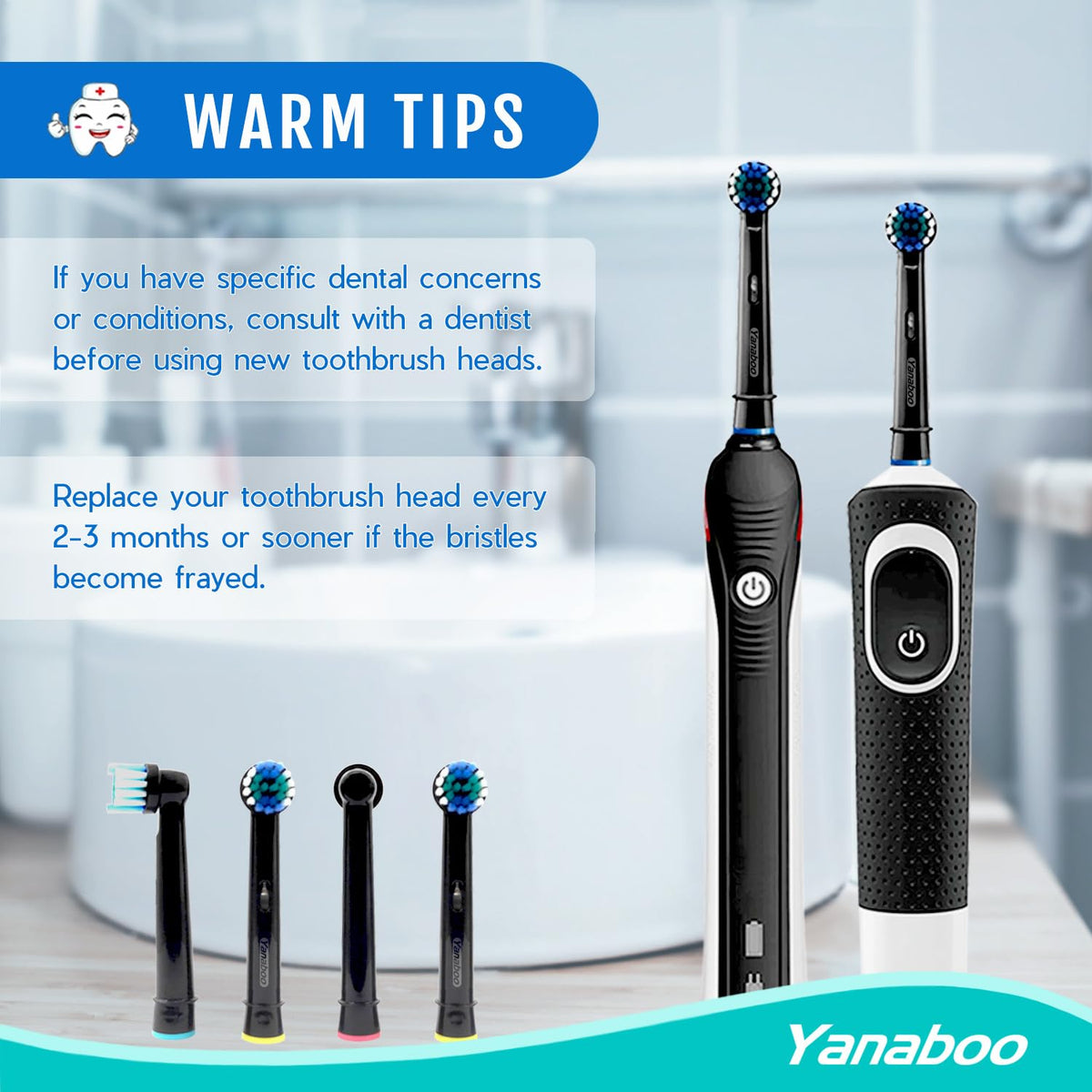 Oral B Compatible Toothbrush Head, Yanaboo Replacement Brush Heads for Most Braun Oral B Electric Toothbrushes of Vitality Pro Smart Genius Series, Precision Clean and Plaque Removal (8 Pack in White)