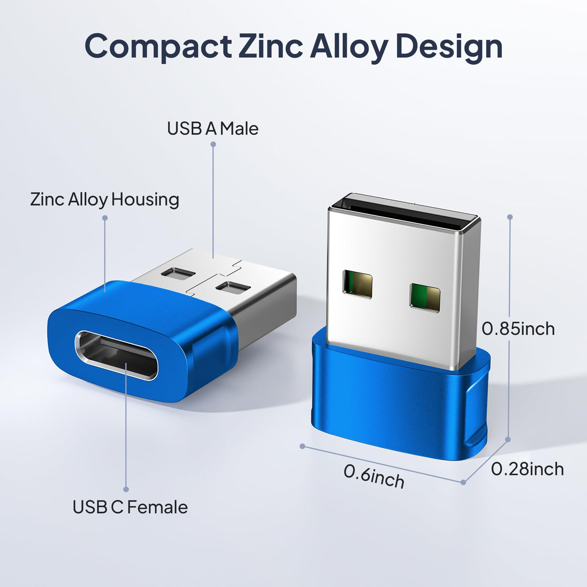 BASESAILOR USB to USB C Adapter 3Pack,Charger Plug for iPhone Duo 18 17 Pro