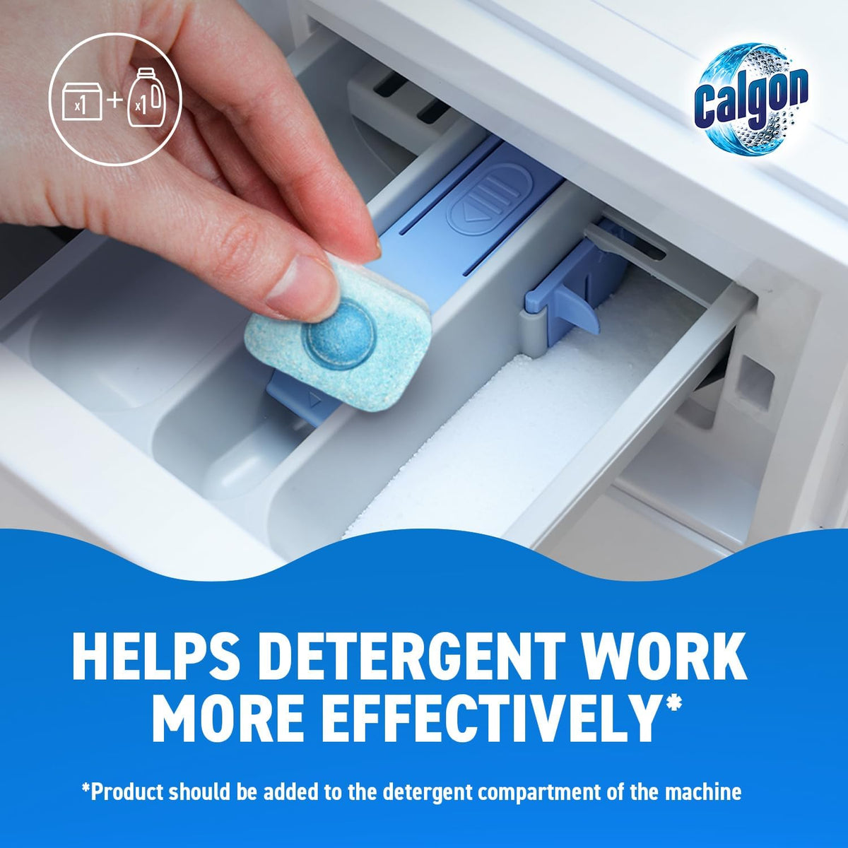 Calgon 4-in-1 Washing Machine Cleaner and Water Softener Tablets, 45 Count | Removes Limescale, Residue, Dirt, Rust & Malodours | Deep Clean | L Pack Size