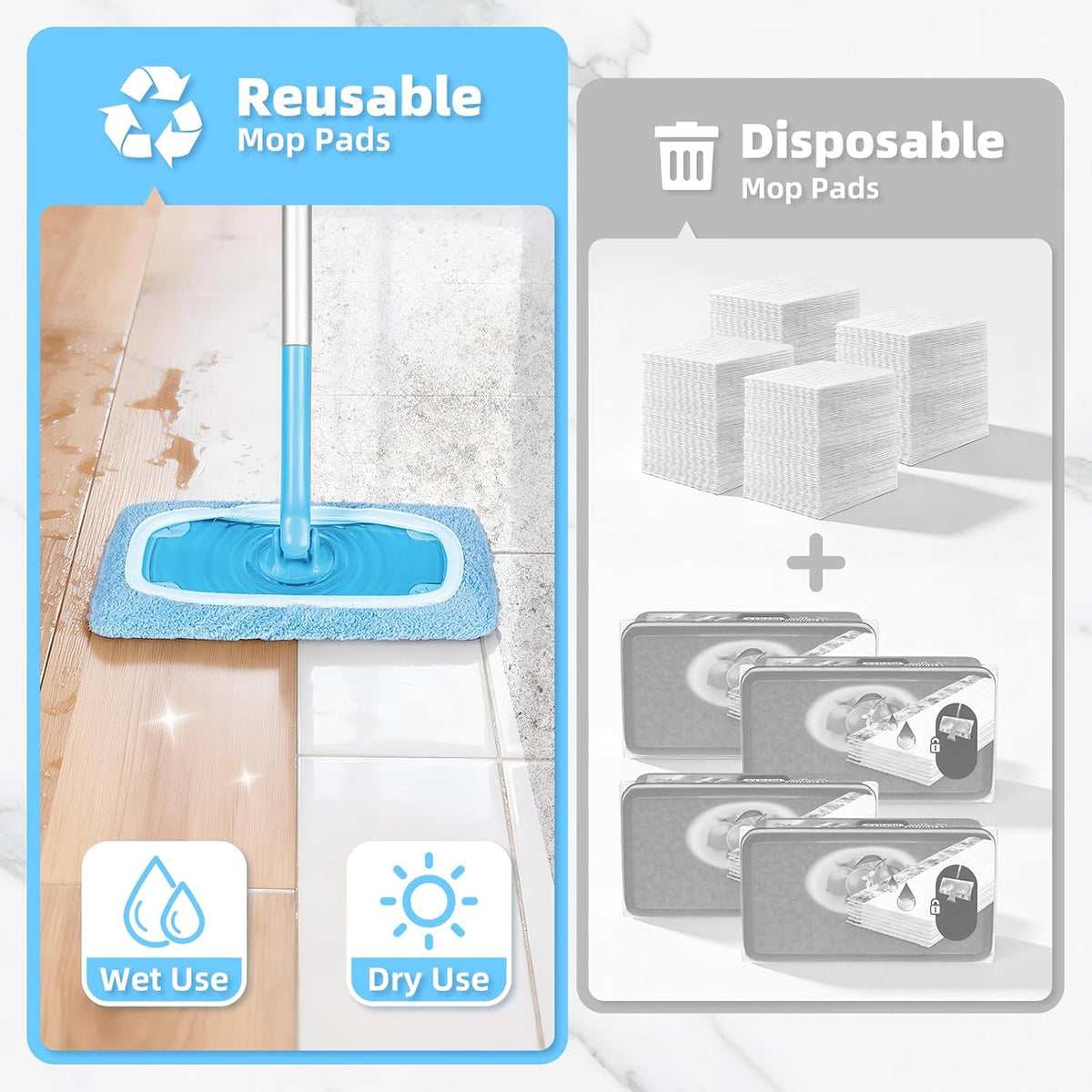 6 Pack Reusable Mop Pads Compatible with Flash Speed Mop, Microfiber Washable Speed Mop Refill Wipes, Dry & Wet Sweeping Mopping Cloths (Yellow-Green + Sky Blue)
